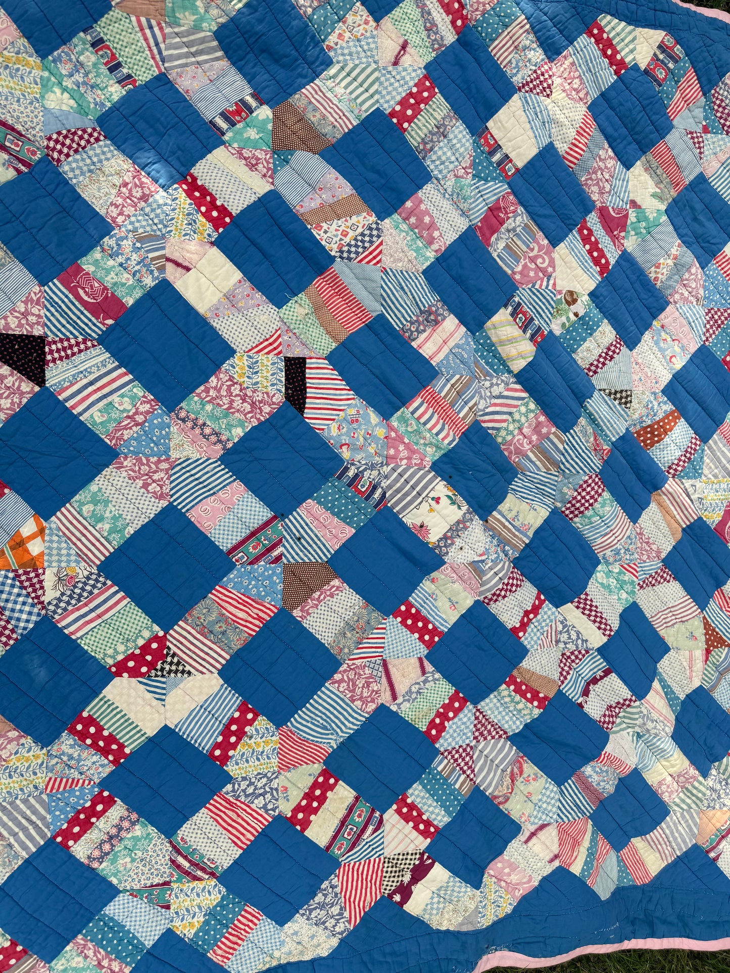 Vintage Blue Squares Cutter Quilt