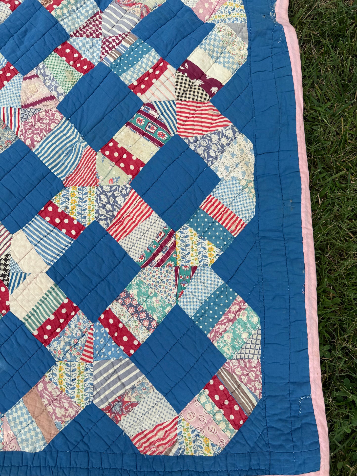 Vintage Blue Squares Cutter Quilt