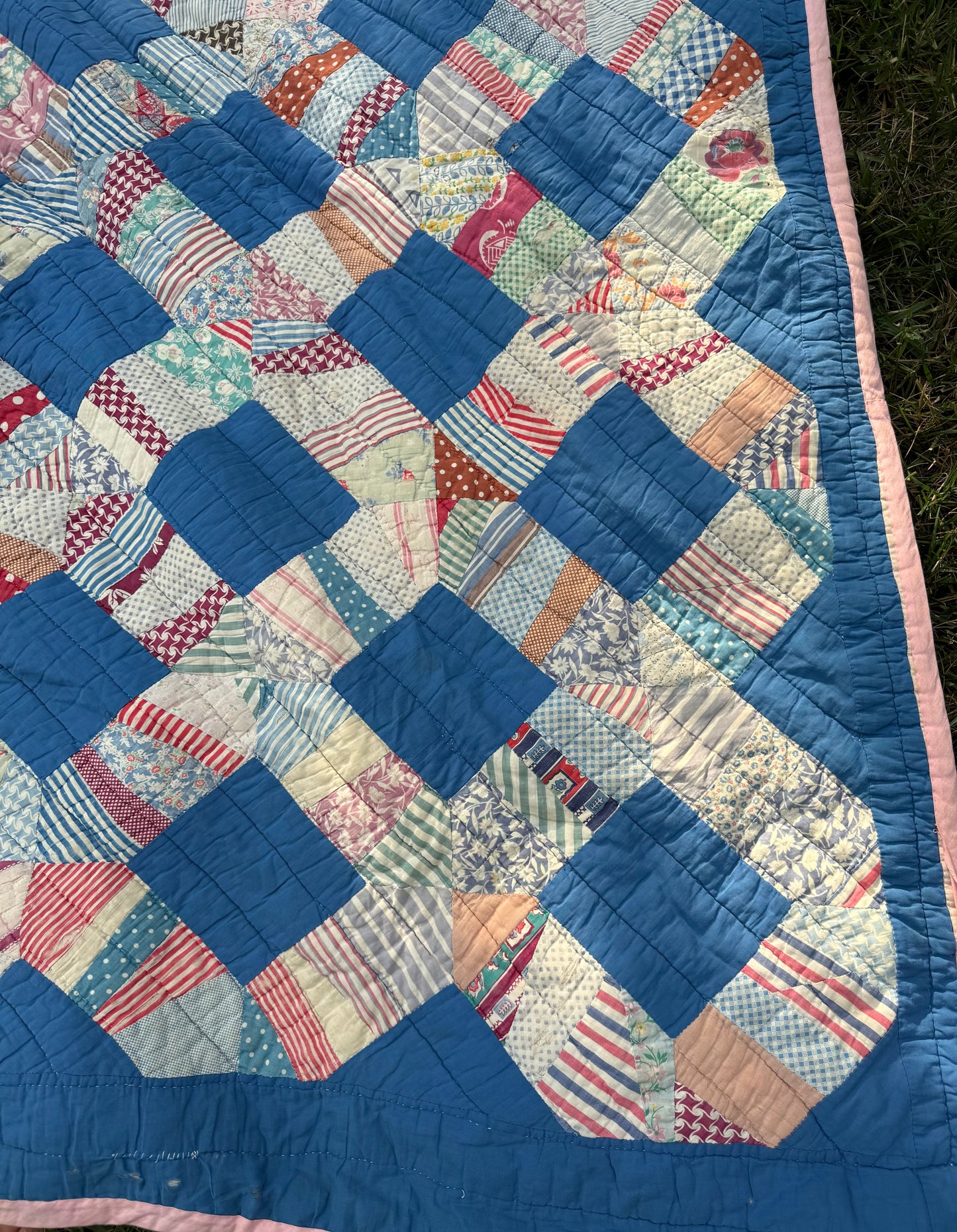 Vintage Blue Squares Cutter Quilt