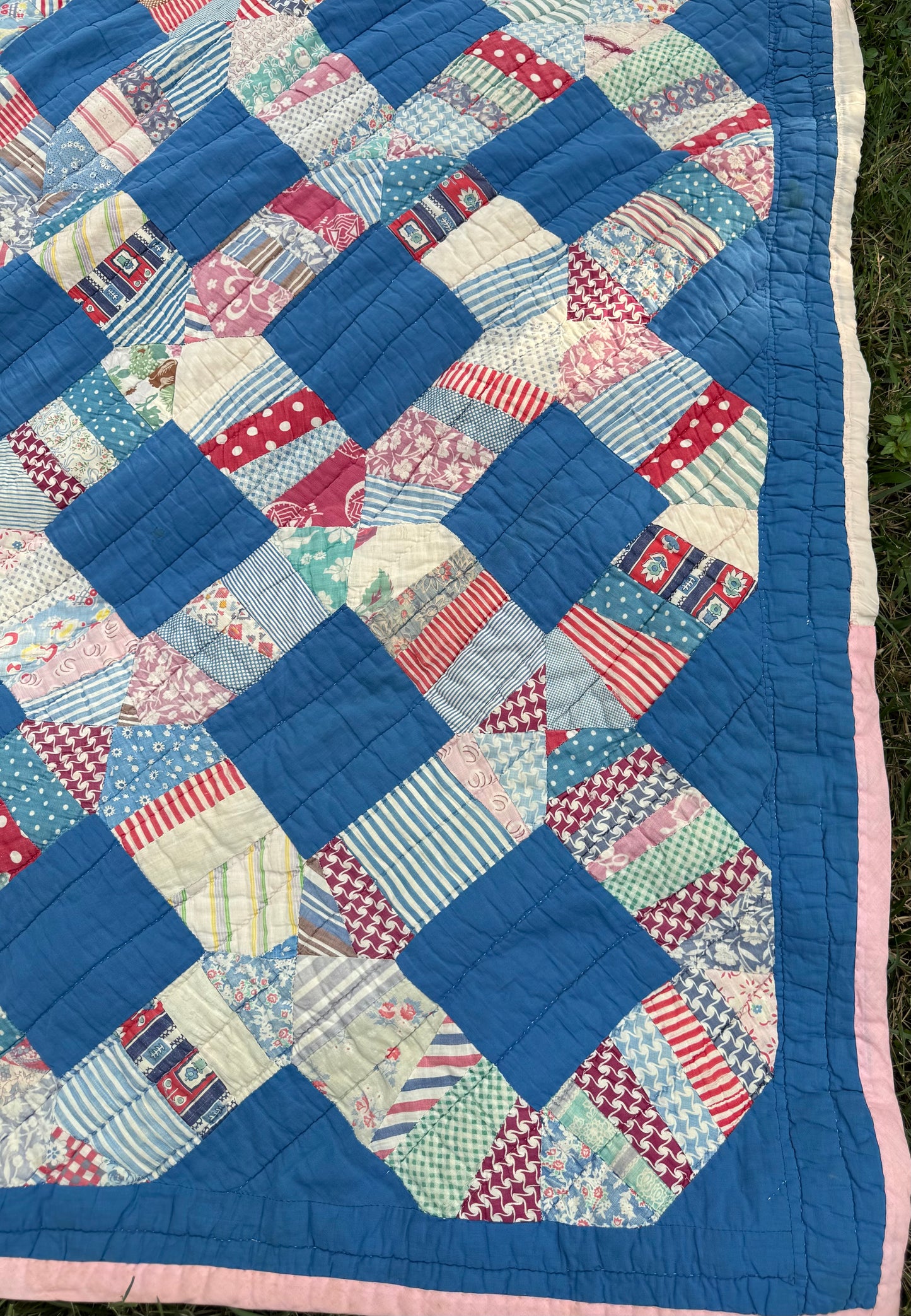 Vintage Blue Squares Cutter Quilt
