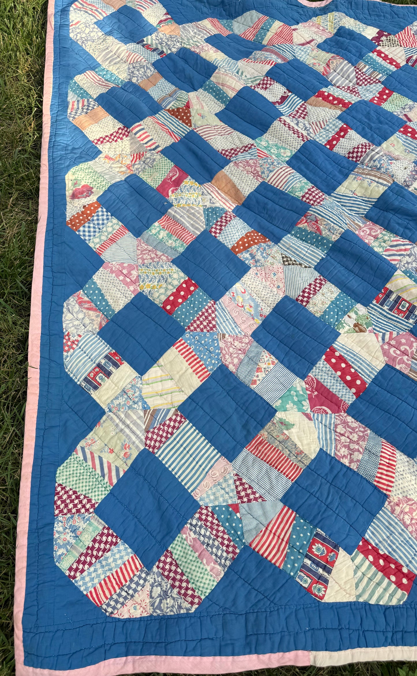 Vintage Blue Squares Cutter Quilt