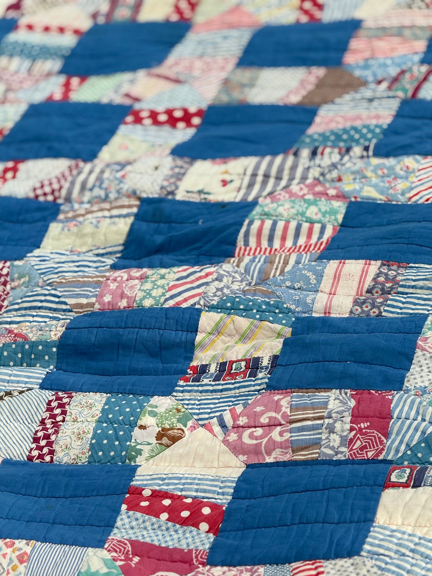Vintage Blue Squares Cutter Quilt