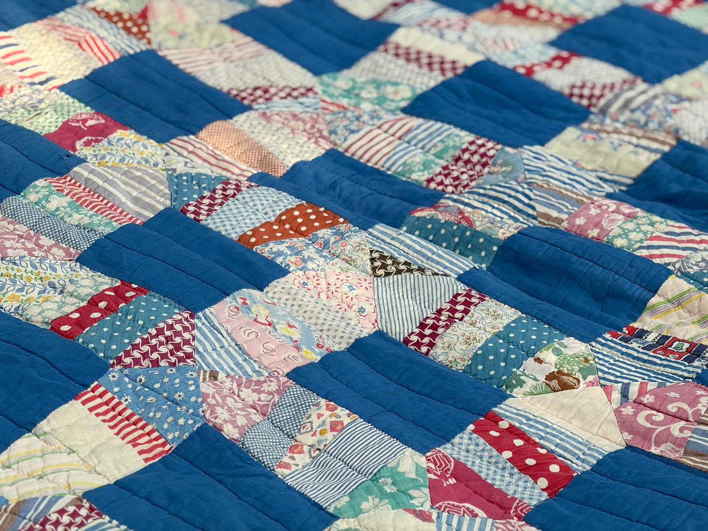 Vintage Blue Squares Cutter Quilt