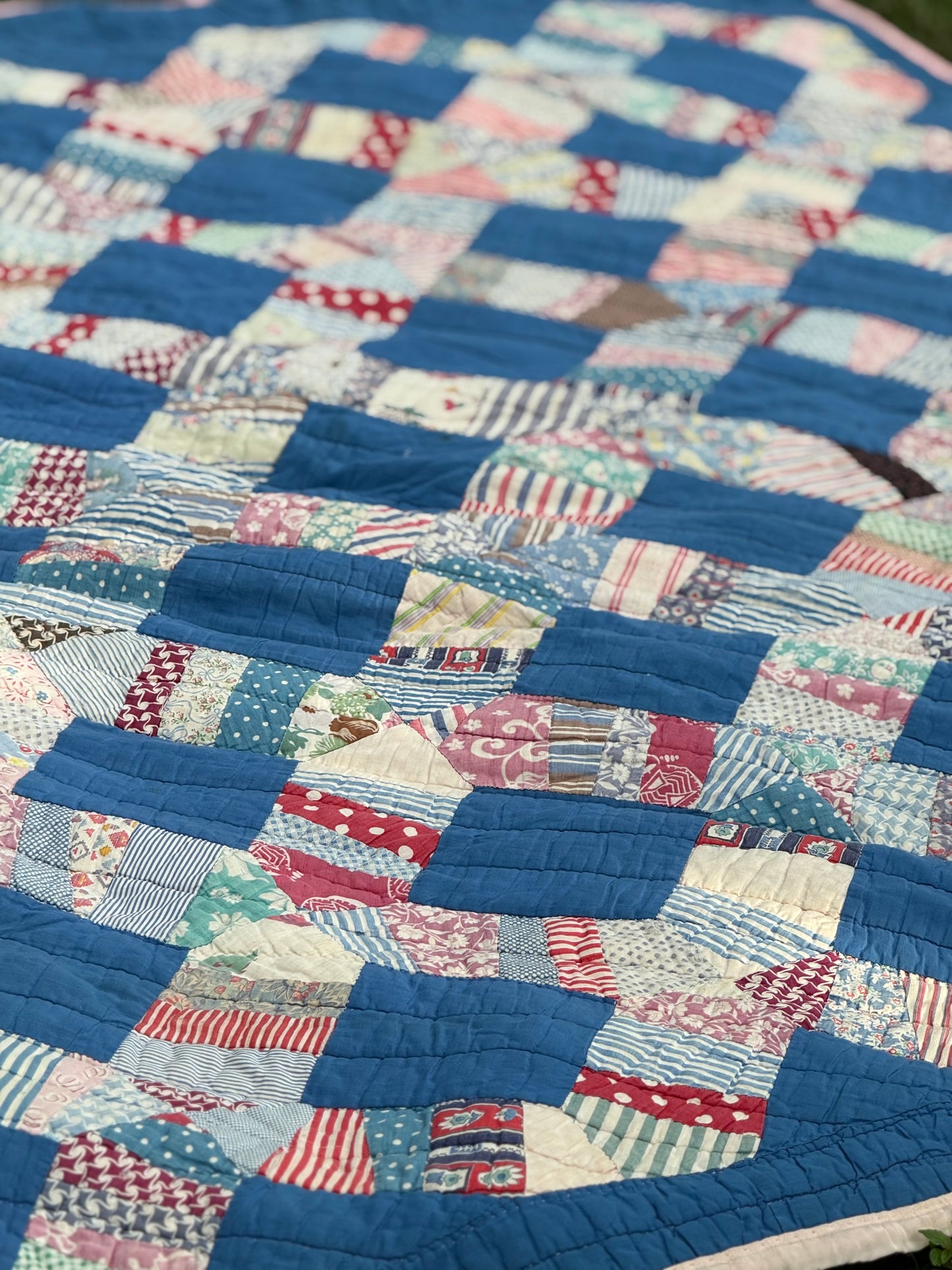 Vintage Blue Squares Cutter Quilt