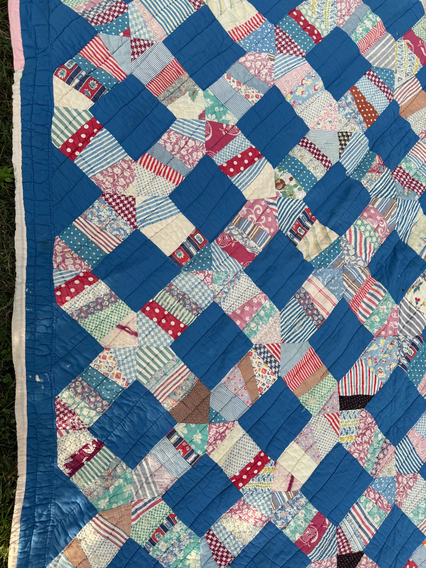 Vintage Blue Squares Cutter Quilt