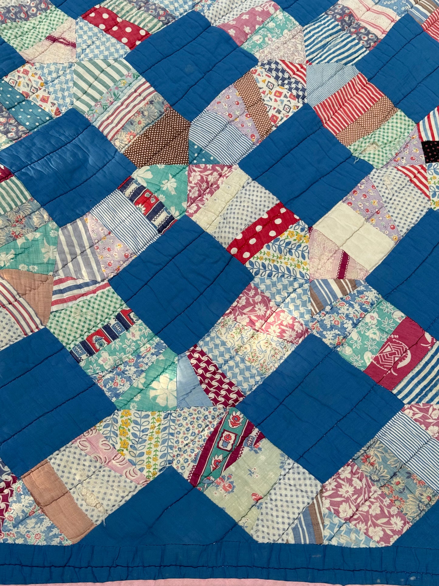 Vintage Blue Squares Cutter Quilt