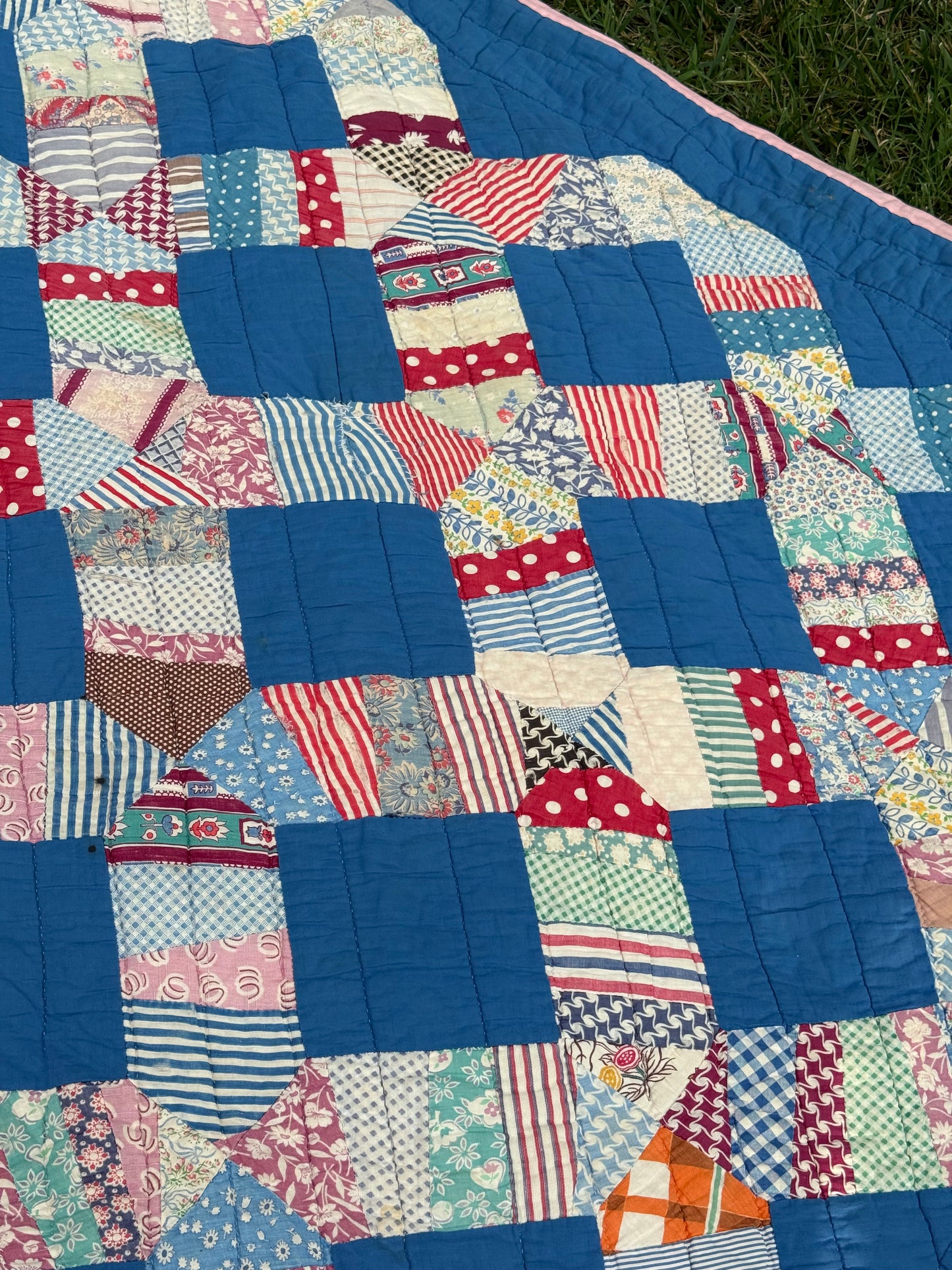 Vintage Blue Squares Cutter Quilt