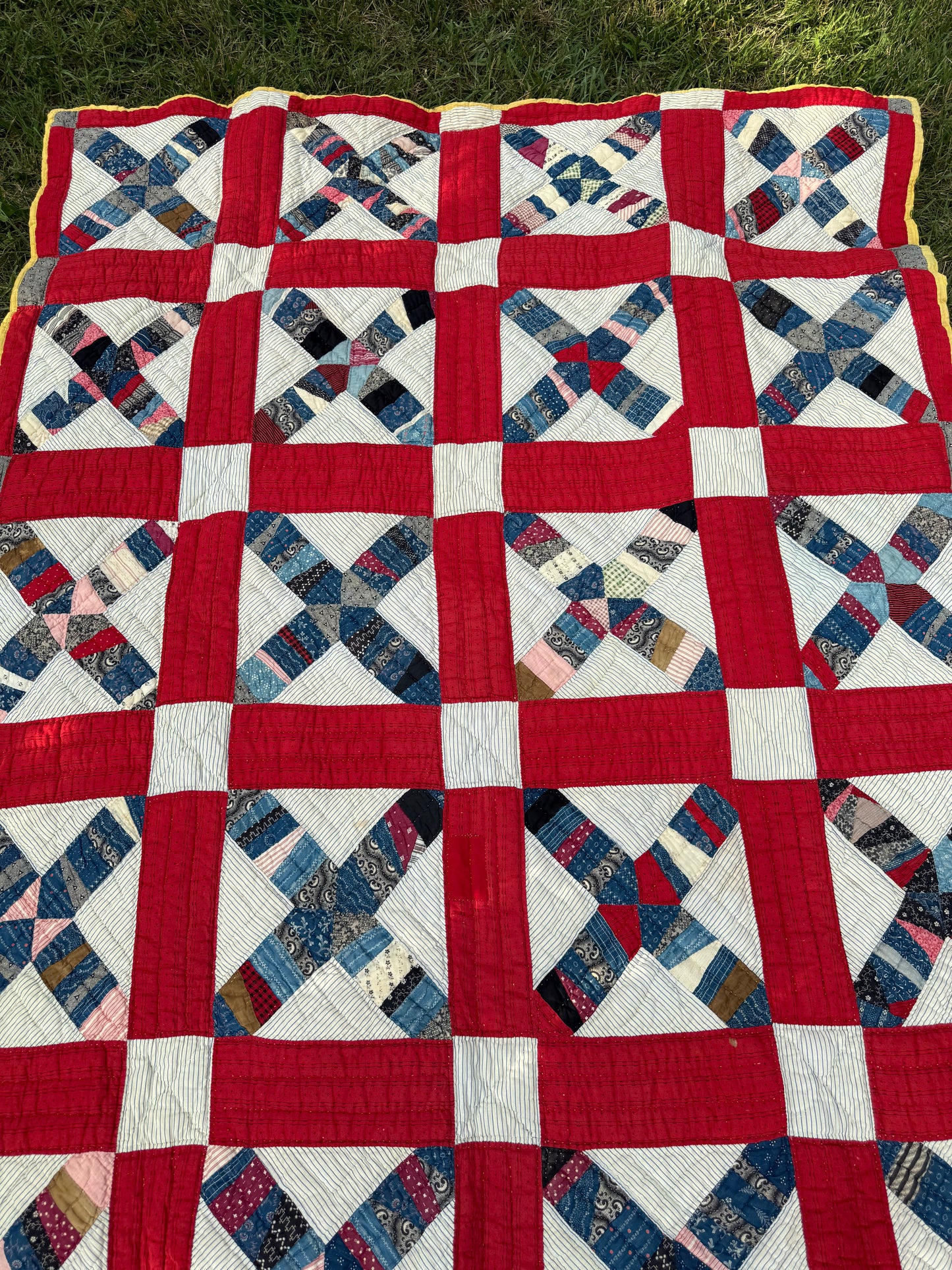 Vintage Red, White, and Blue X Block Cutter Quilt