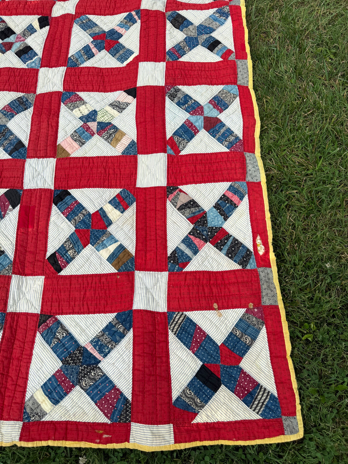 Vintage Red, White, and Blue X Block Cutter Quilt