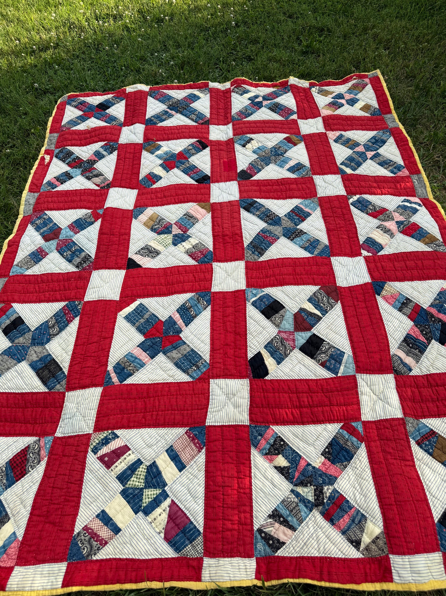 Vintage Red, White, and Blue X Block Cutter Quilt