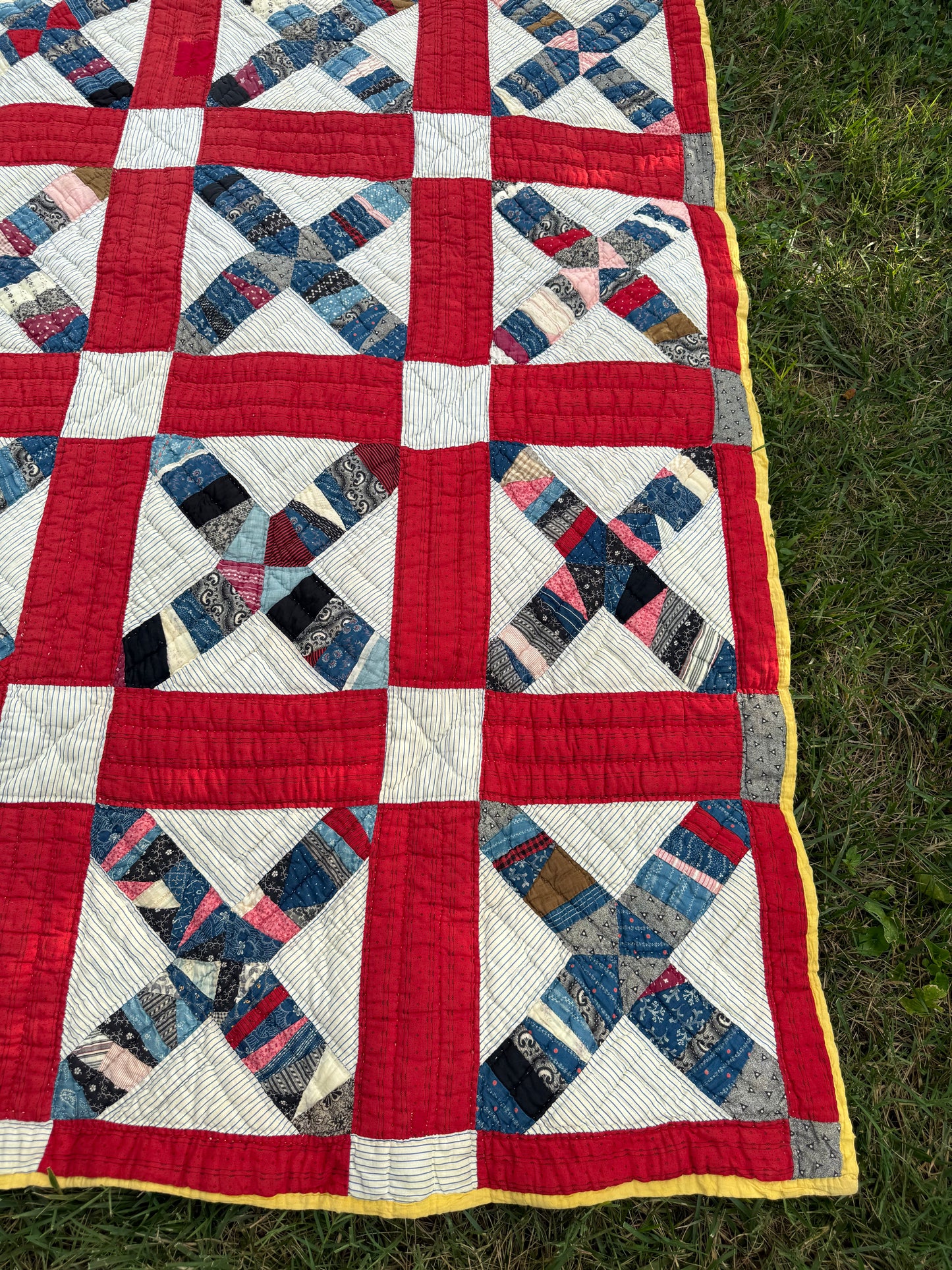 Vintage Red, White, and Blue X Block Cutter Quilt