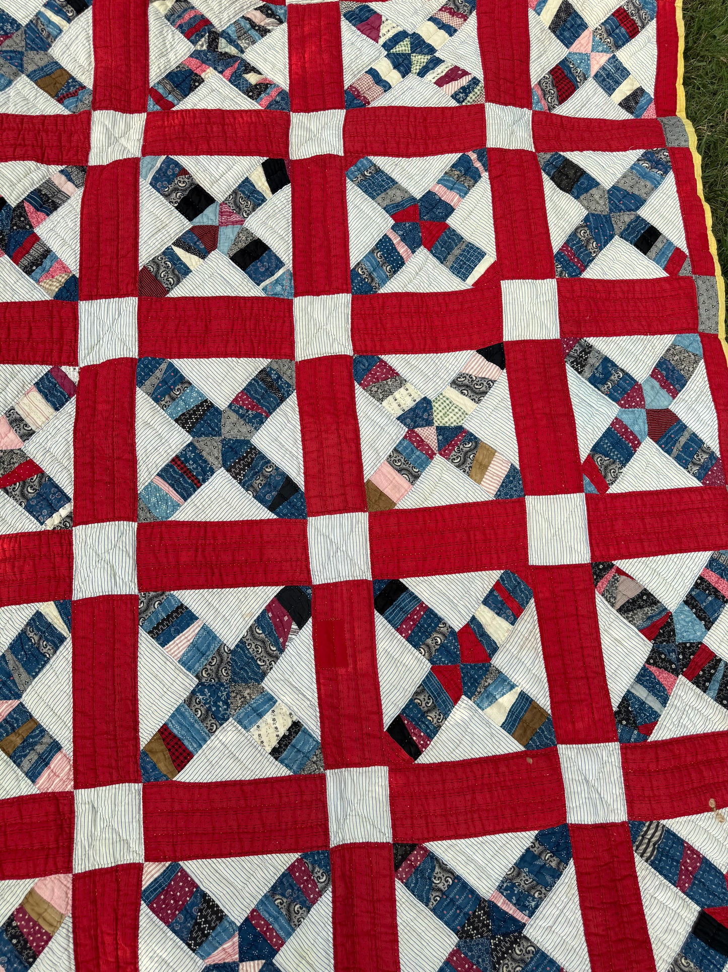 Vintage Red, White, and Blue X Block Cutter Quilt