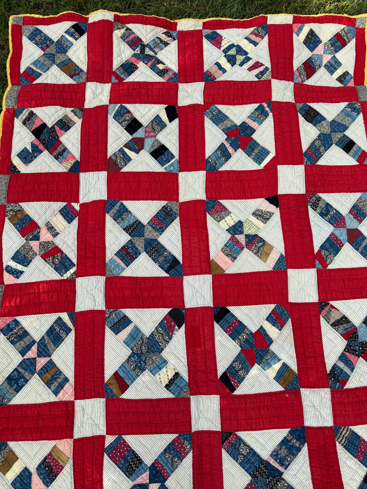 Vintage Red, White, and Blue X Block Cutter Quilt