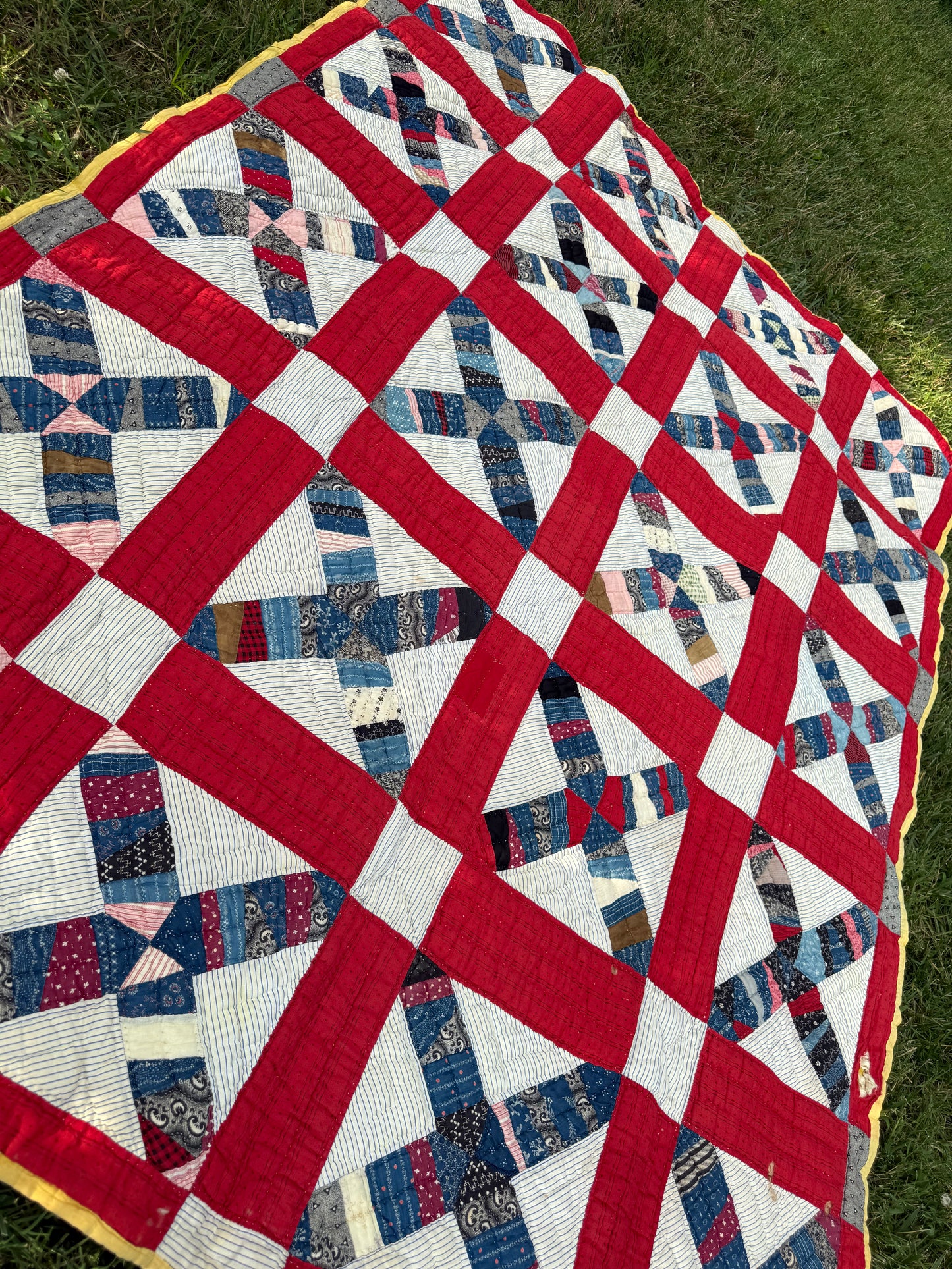 Vintage Red, White, and Blue X Block Cutter Quilt