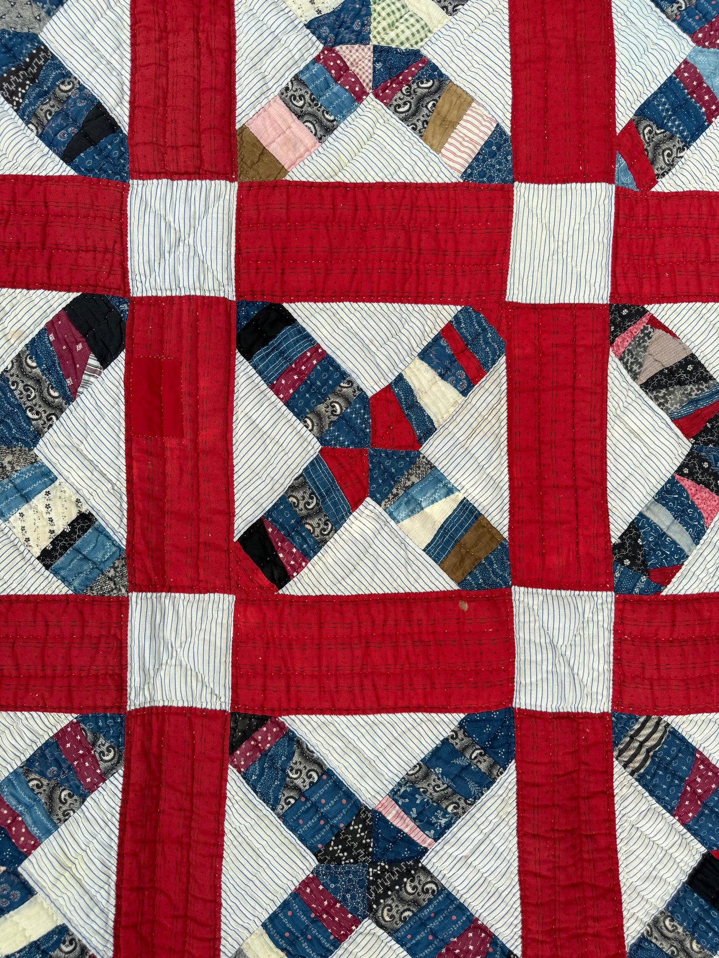 Vintage Red, White, and Blue X Block Cutter Quilt