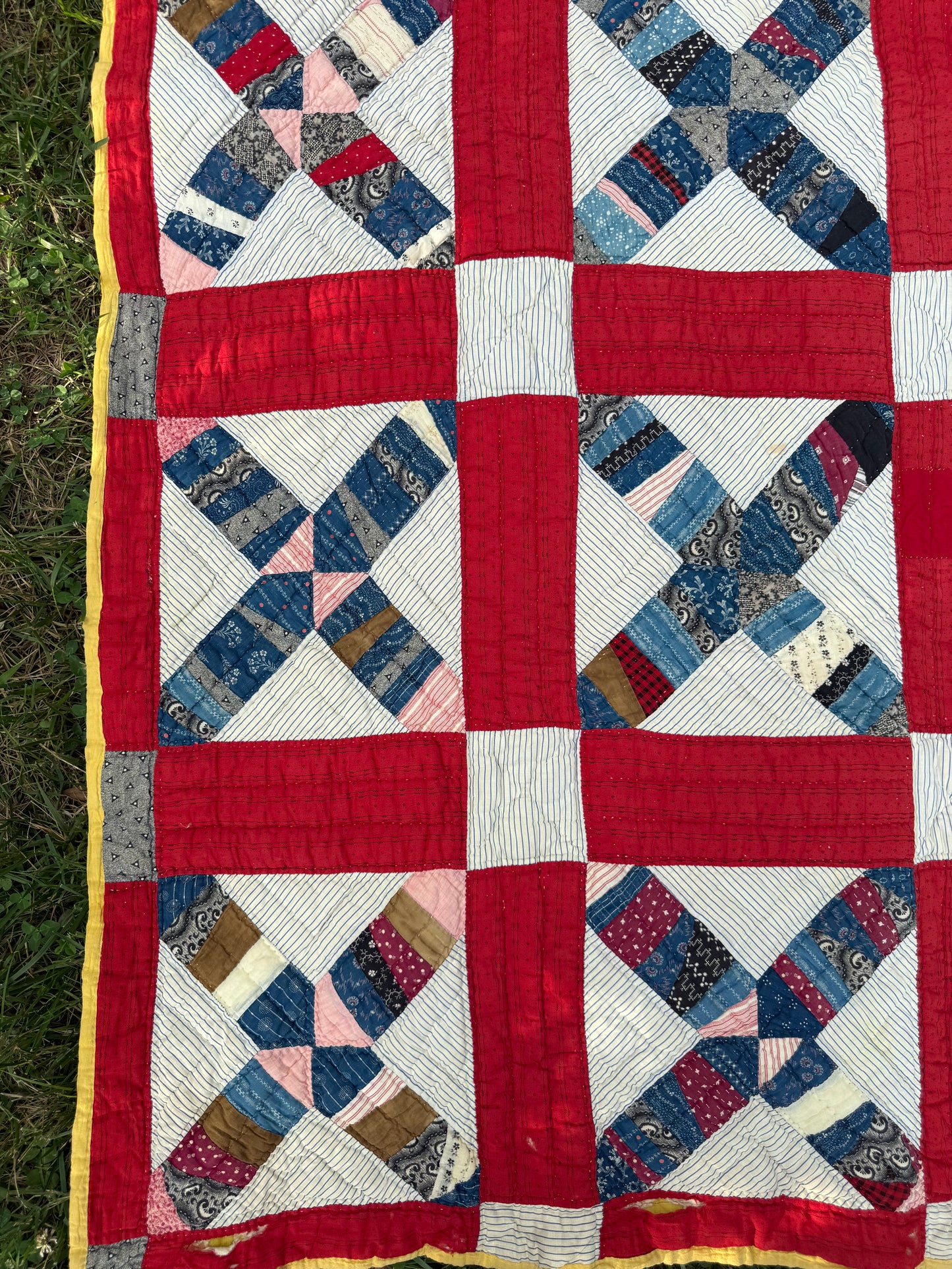 Vintage Red, White, and Blue X Block Cutter Quilt