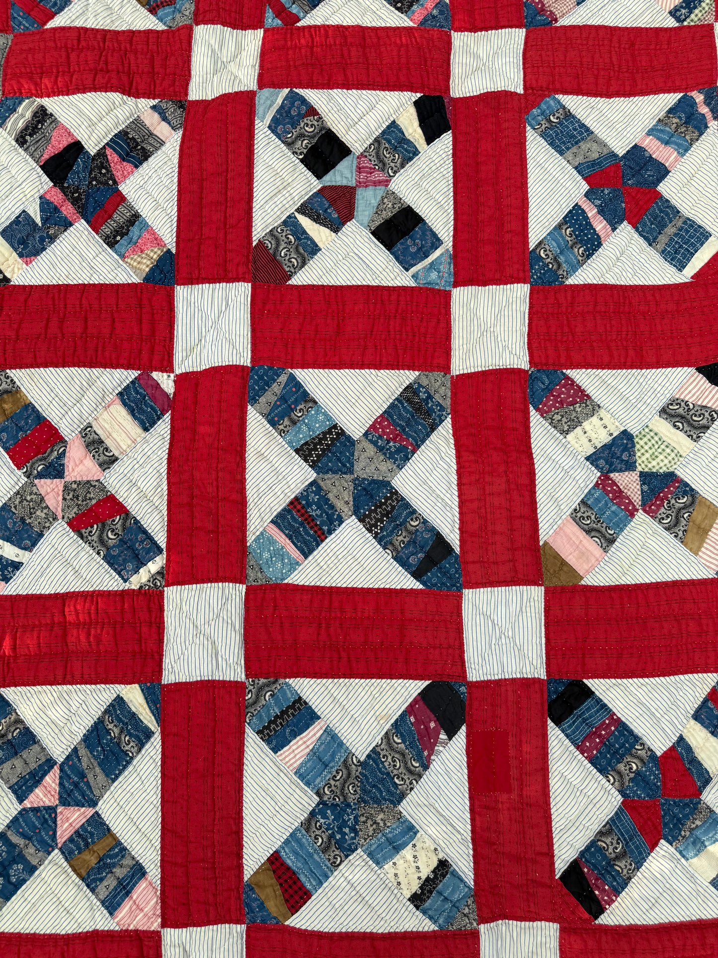 Vintage Red, White, and Blue X Block Cutter Quilt