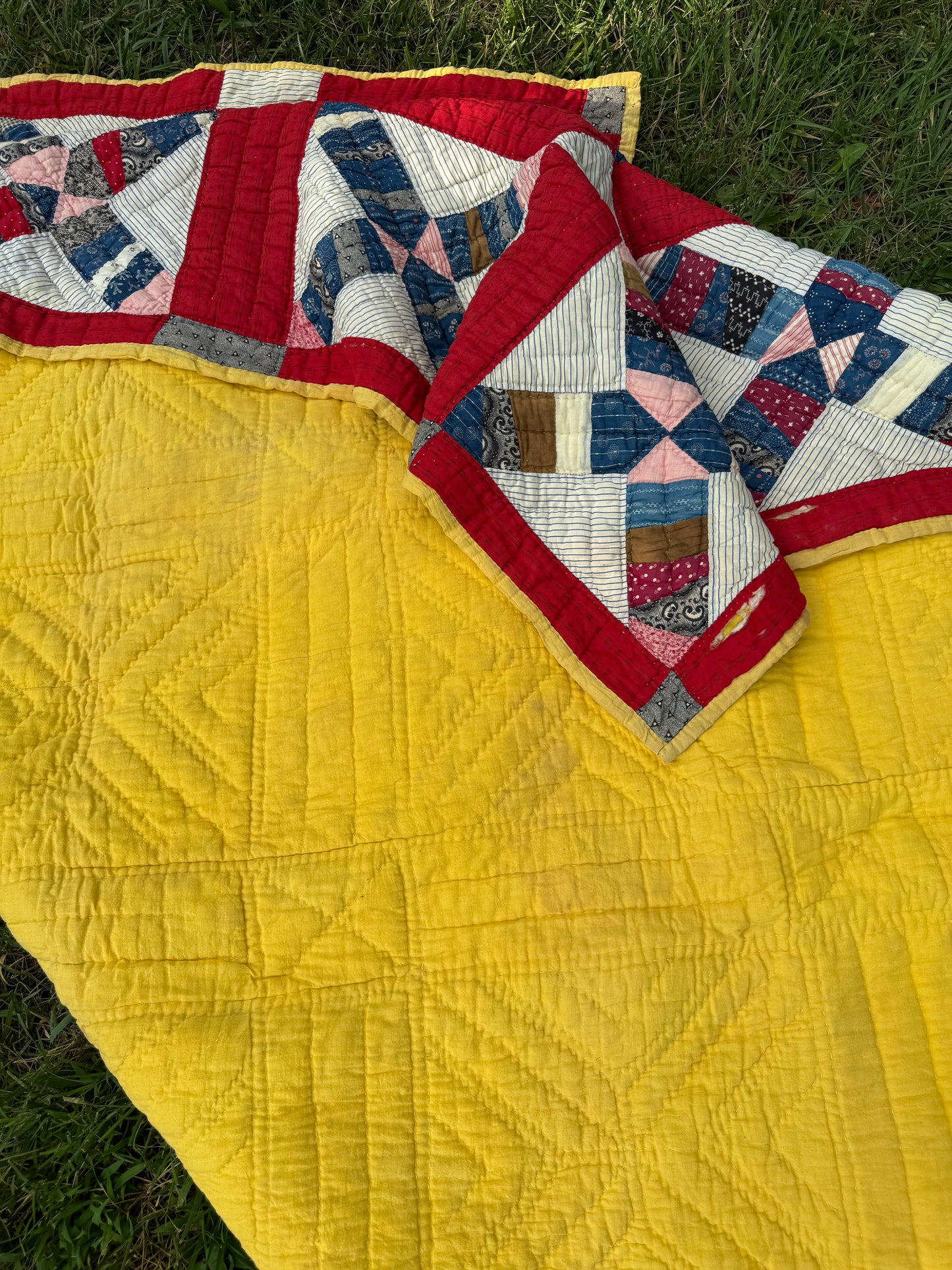Vintage Red, White, and Blue X Block Cutter Quilt