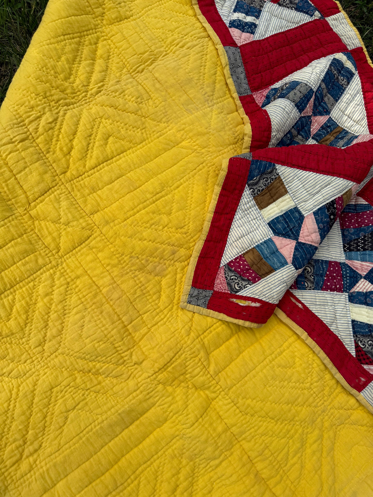 Vintage Red, White, and Blue X Block Cutter Quilt