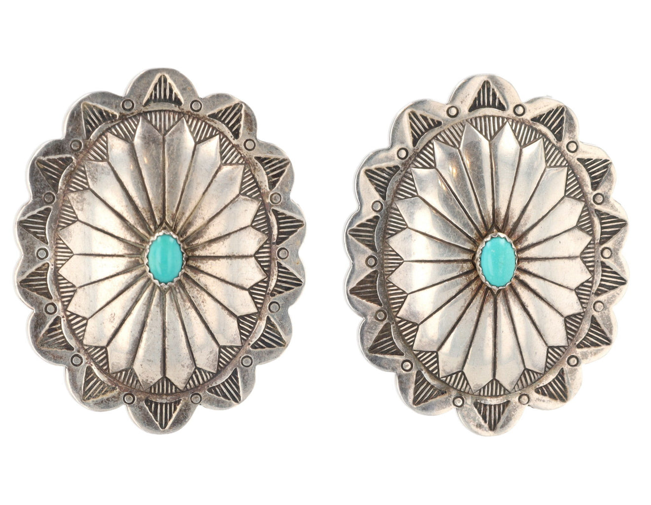 Sterling Turquoise Concho Earrings