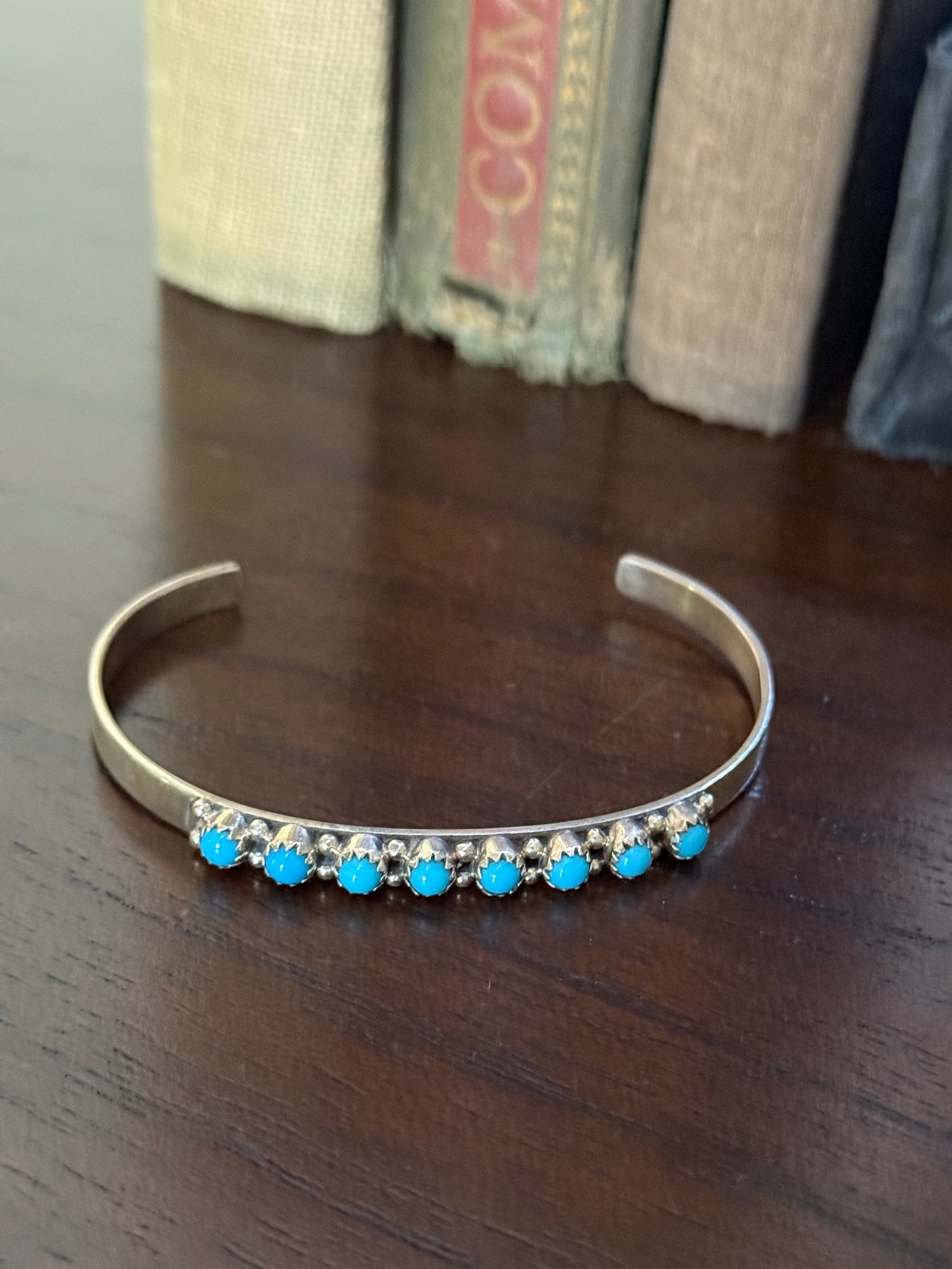 Sterling Turquoise 8 Stone Cuff Bracelet