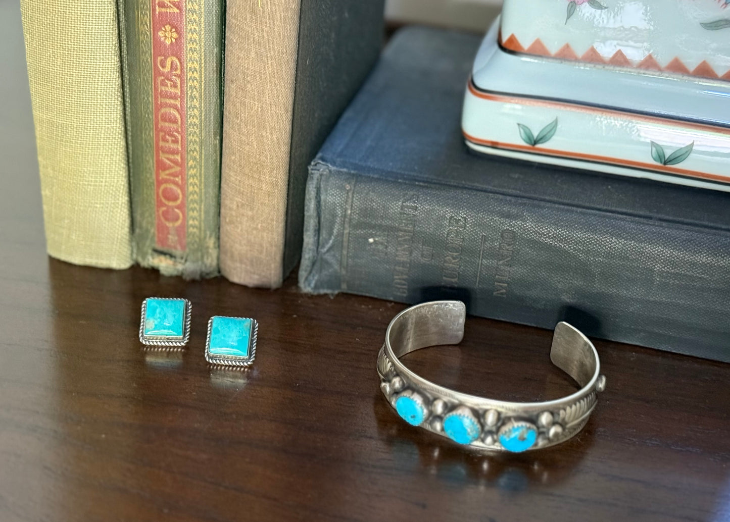 Sterling Turquoise Square Post Earrings
