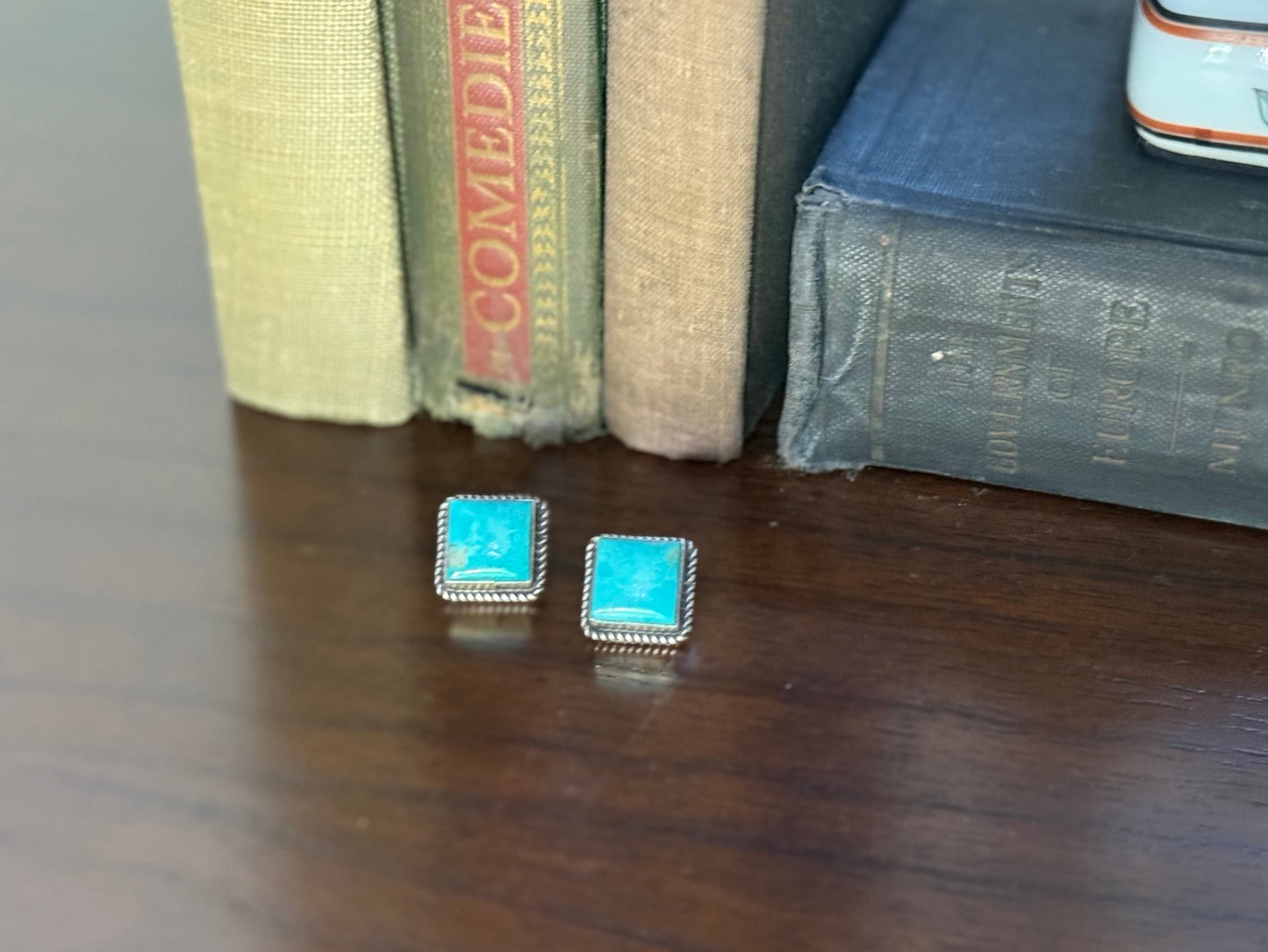 Sterling Turquoise Square Post Earrings
