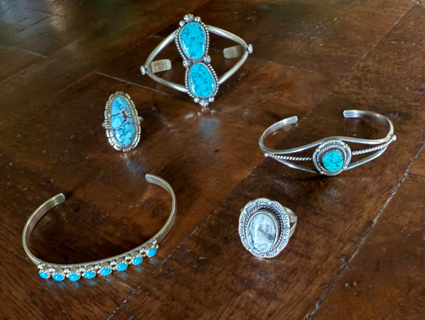Sterling Turquoise Cuff Bracelet with Rope Detail
