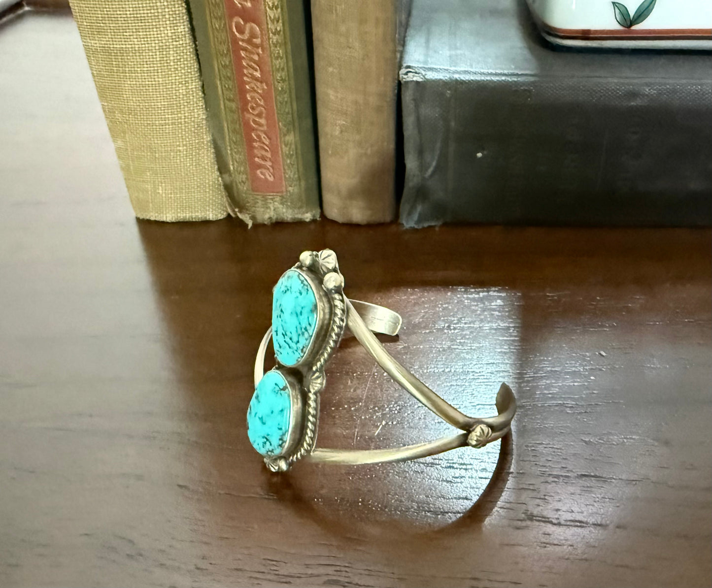 Sterling 2 Stone Turquoise Cuff Bracelet