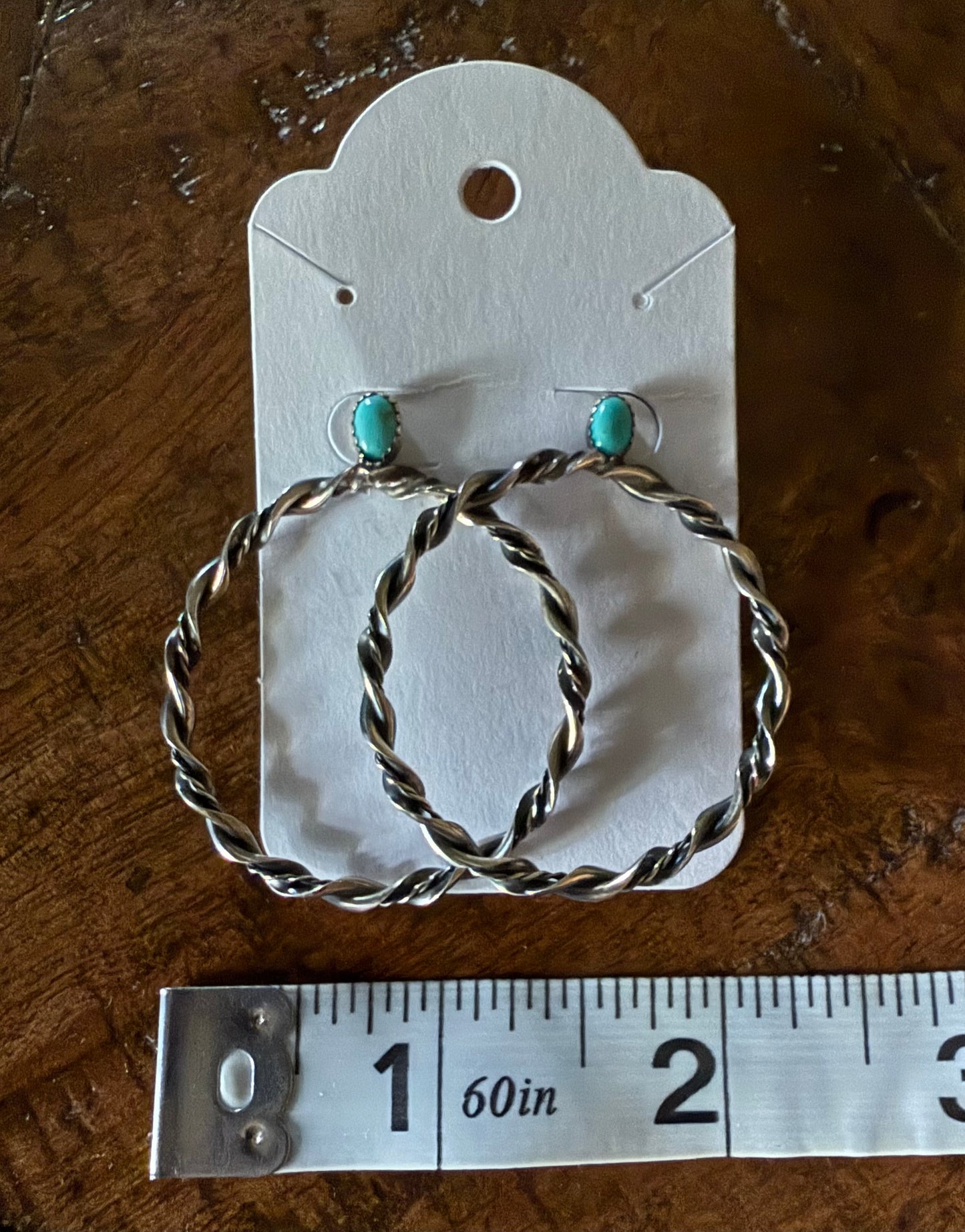 Sterling Turquoise Hoop Post Earrings