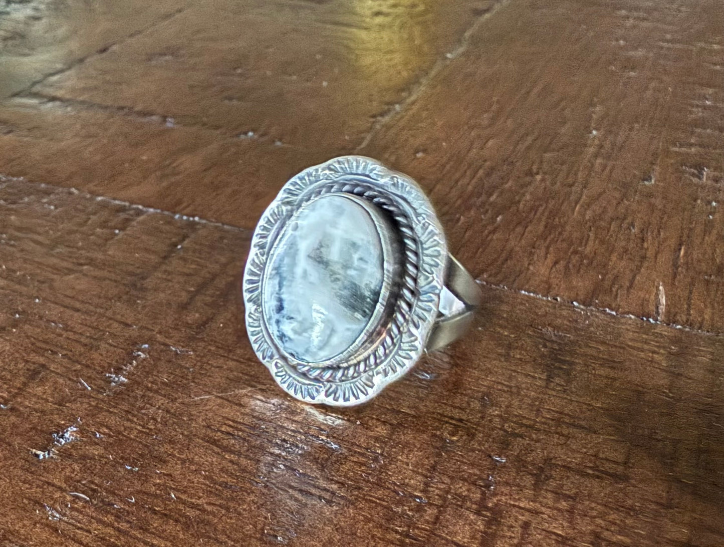 Sterling White Buffalo Stone Ring