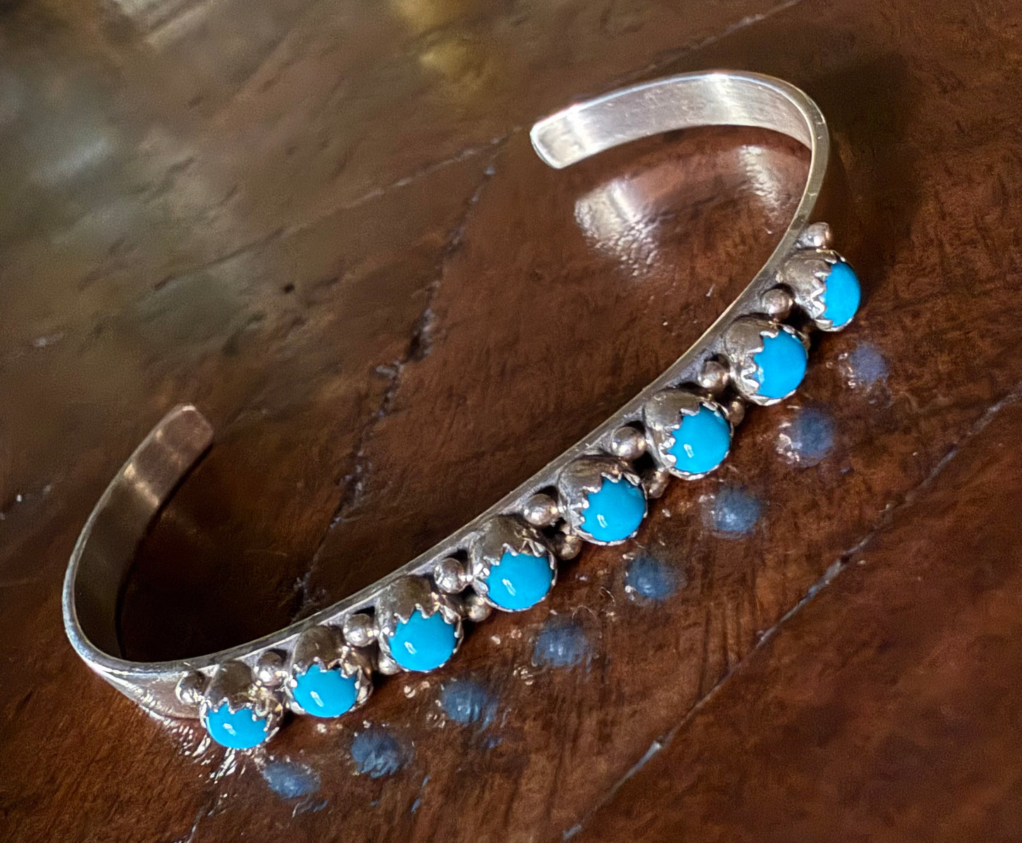 Sterling Turquoise 8 Stone Cuff Bracelet