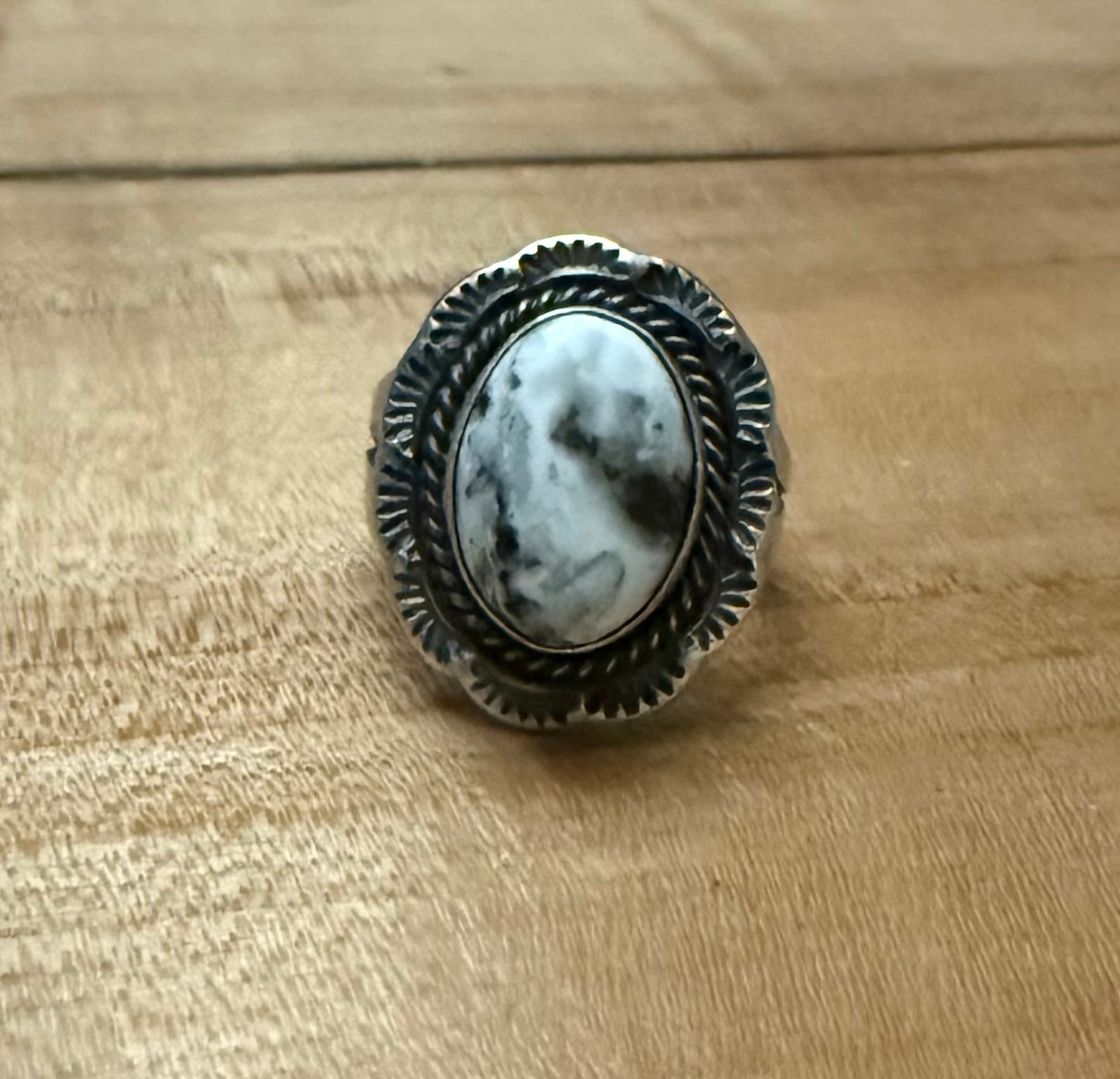 Sterling White Buffalo Stone Ring