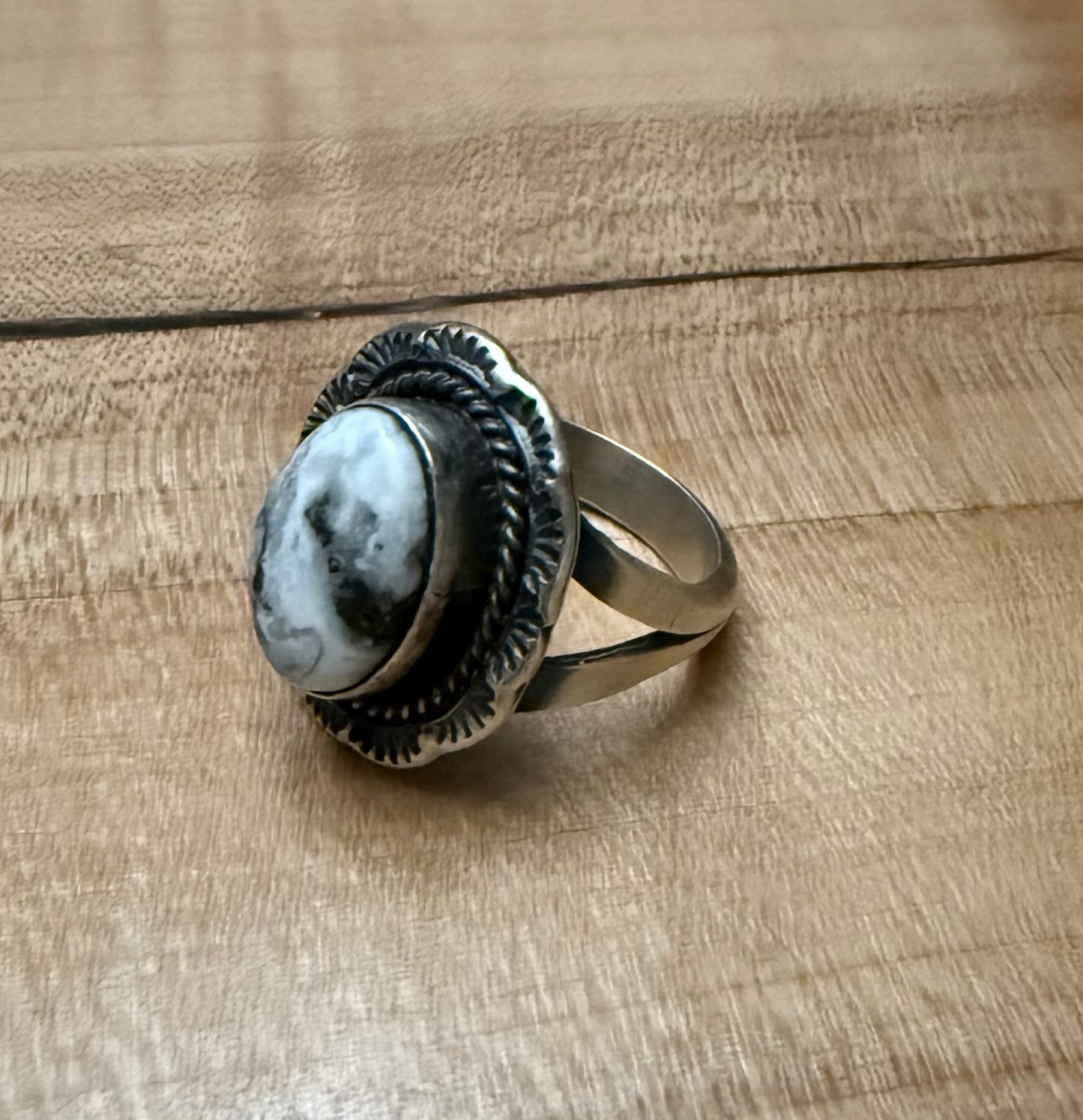 Sterling White Buffalo Stone Ring