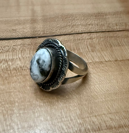 Sterling White Buffalo Stone Ring