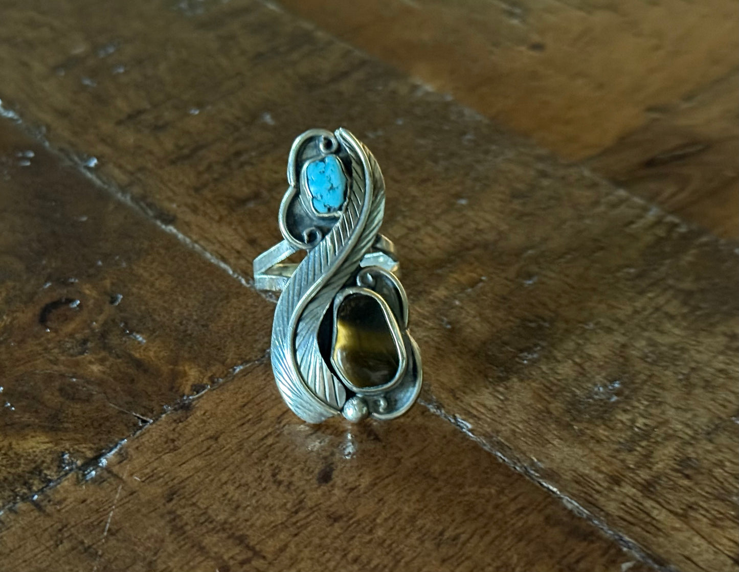 Sterling Turquoise and Tiger's Eye Ring