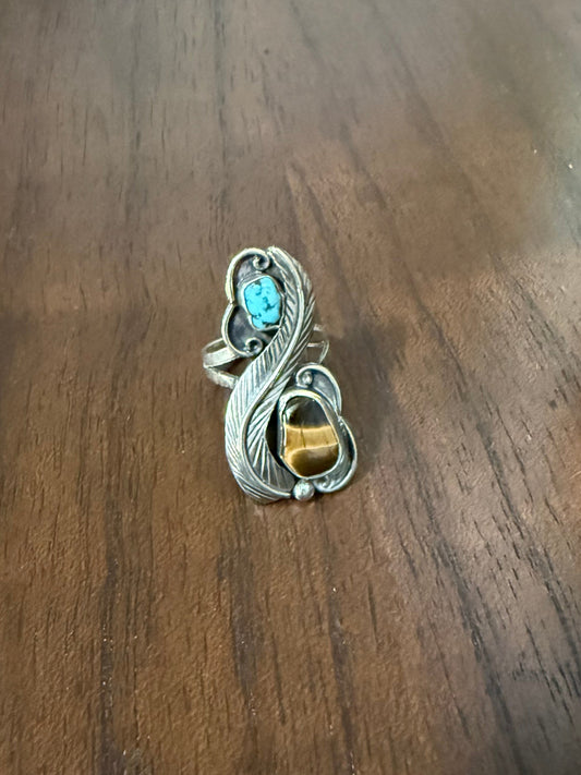 Sterling Turquoise and Tiger's Eye Ring