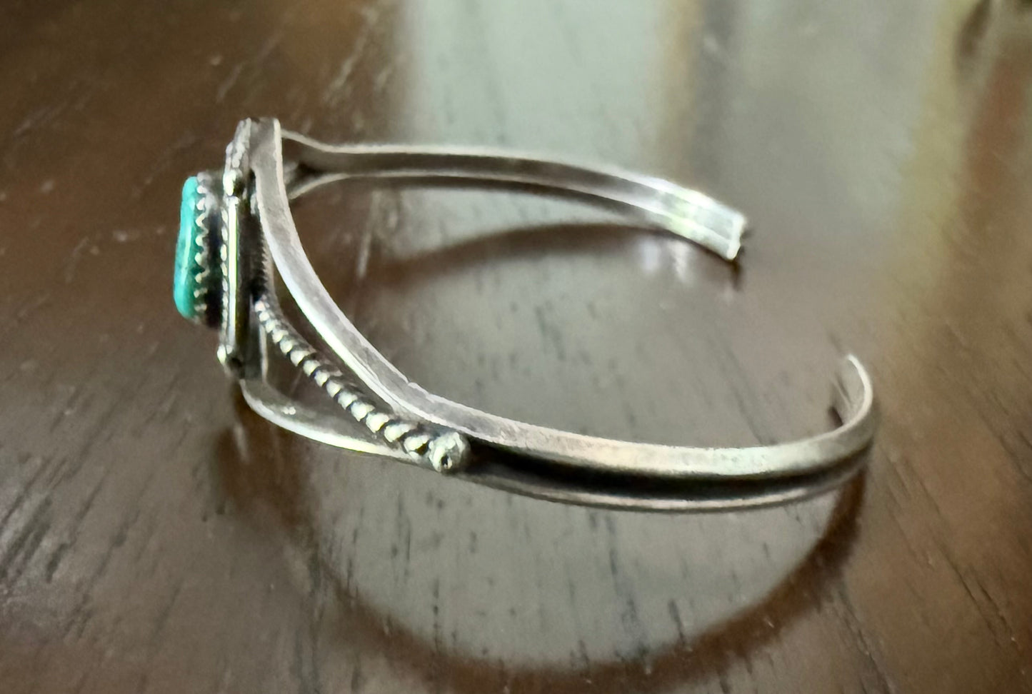 Sterling Turquoise Cuff Bracelet with Rope Detail