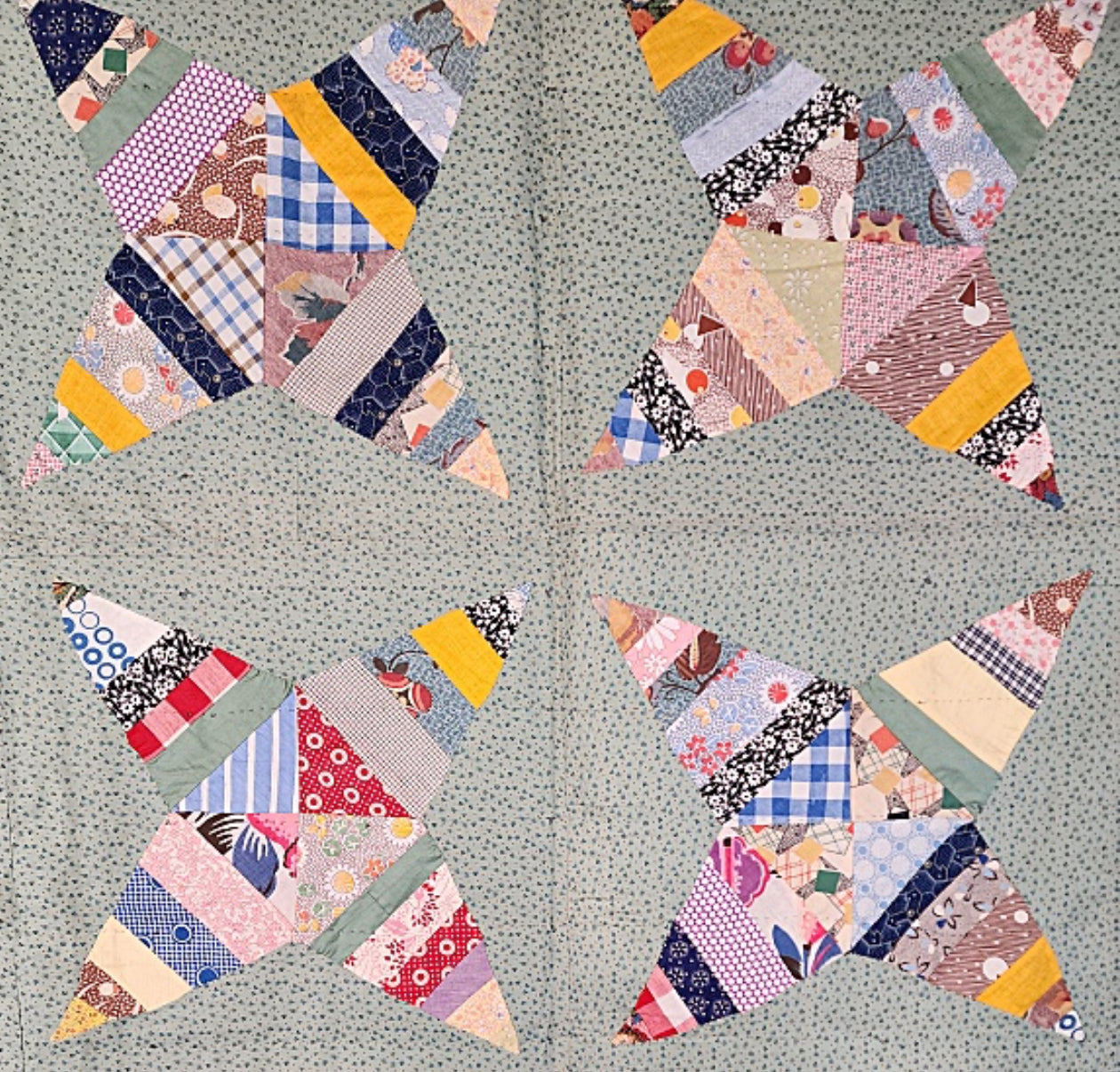 Vintage Rocky Road to Kansas Quilt with Leaves