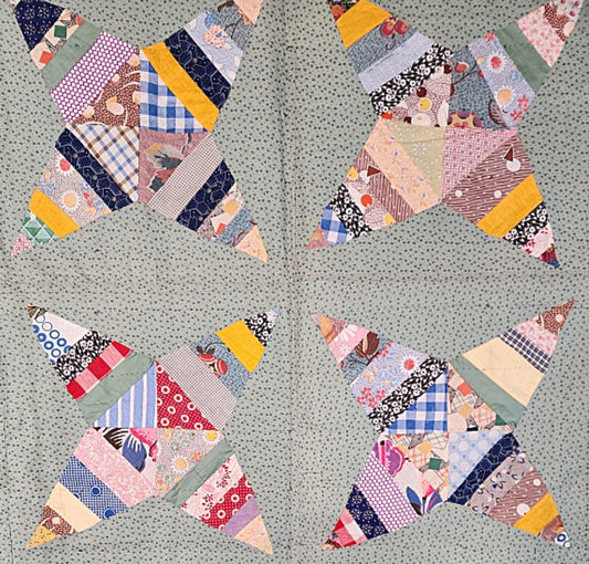 Vintage Rocky Road to Kansas Quilt with Leaves