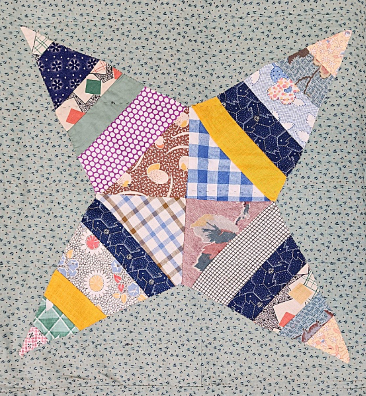 Vintage Rocky Road to Kansas Quilt with Leaves