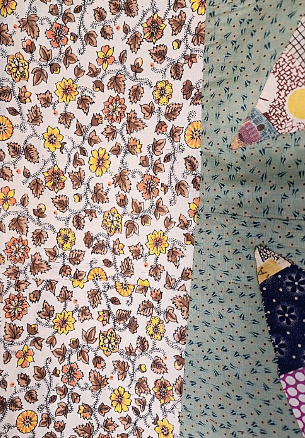 Vintage Rocky Road to Kansas Quilt with Leaves
