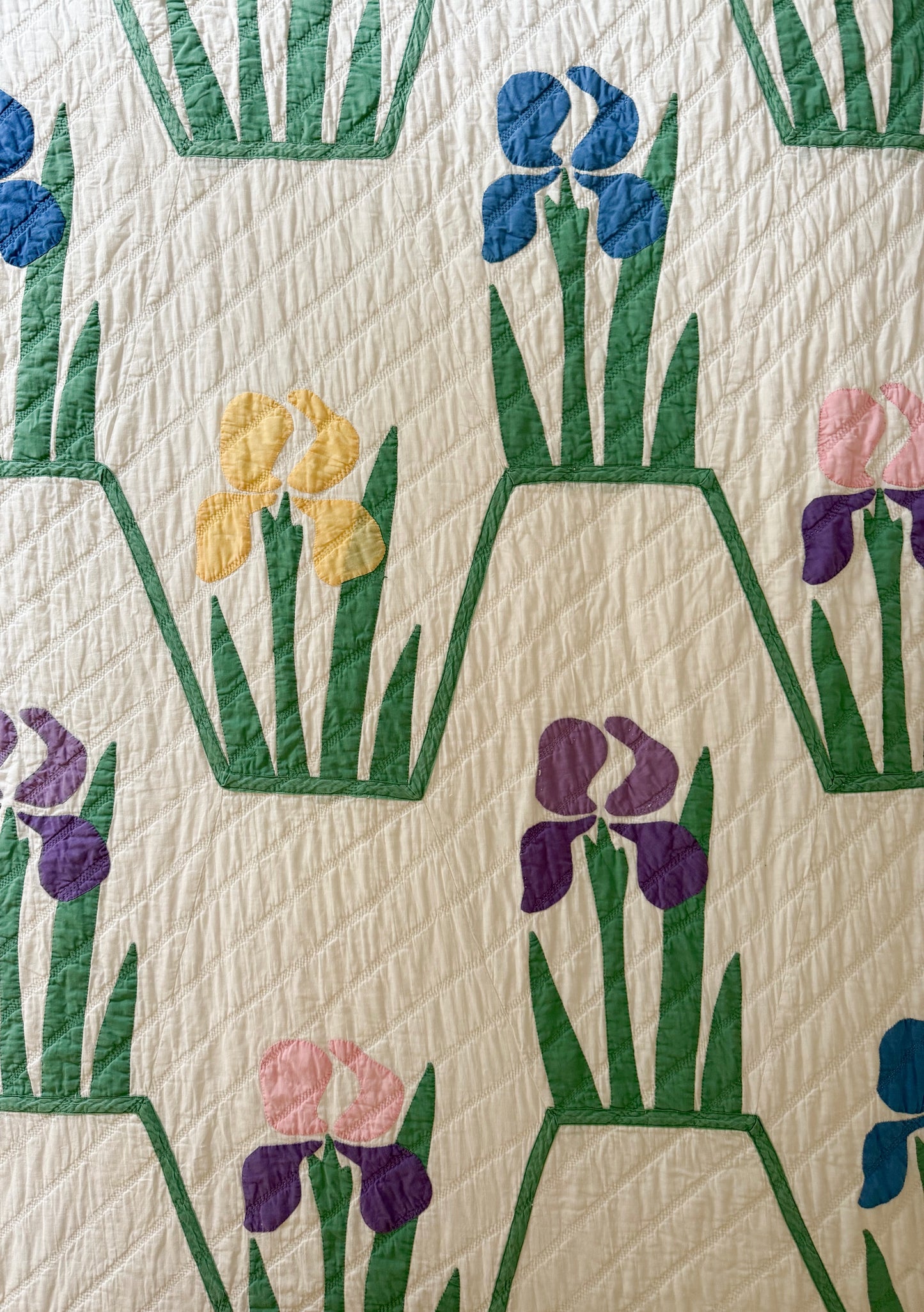 Pair of Vintage Iris Quilts