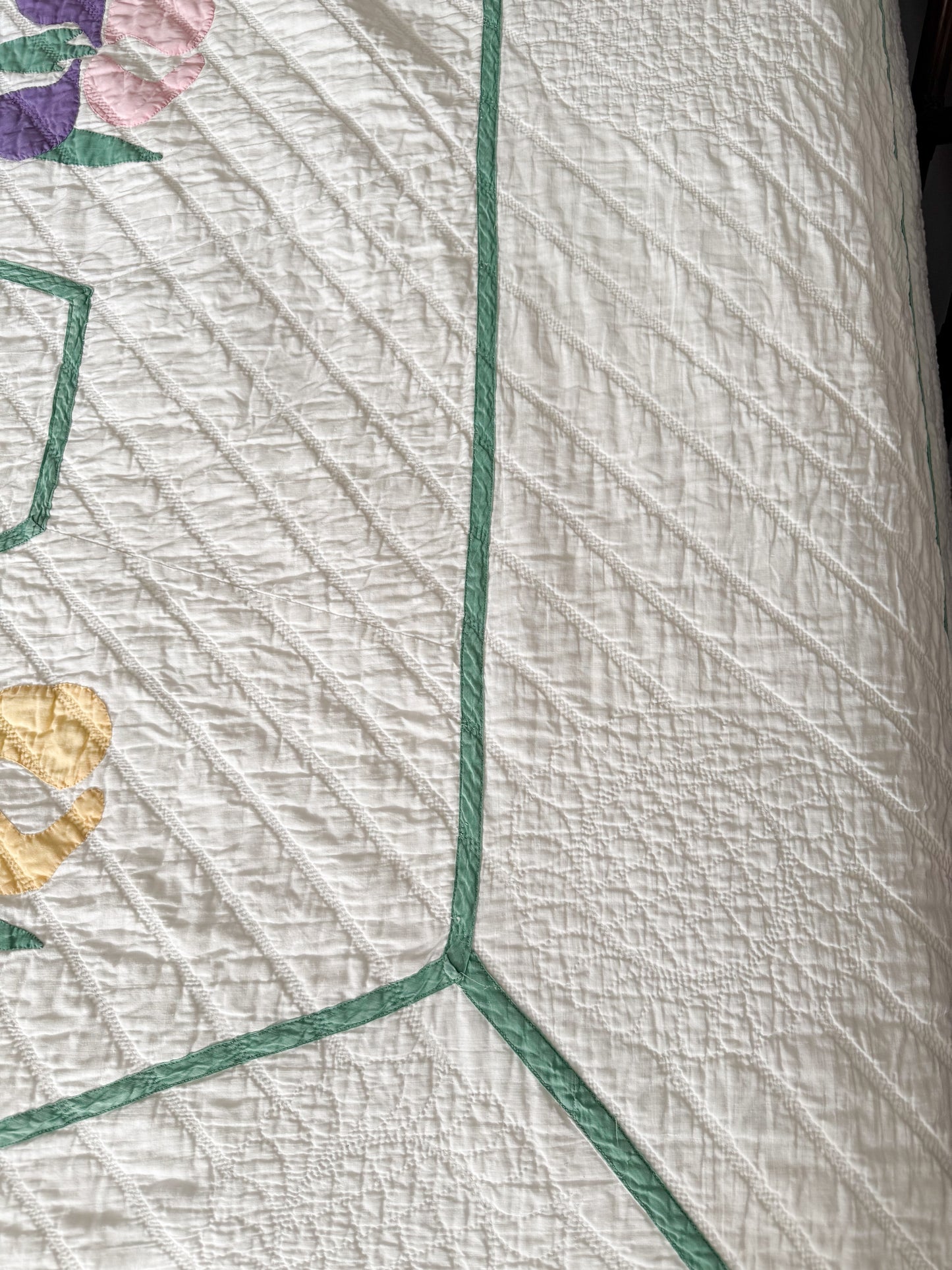 Pair of Vintage Iris Quilts