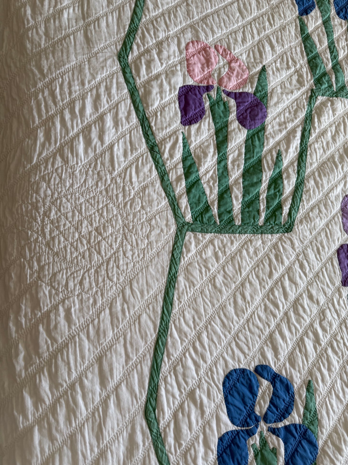 Pair of Vintage Iris Quilts