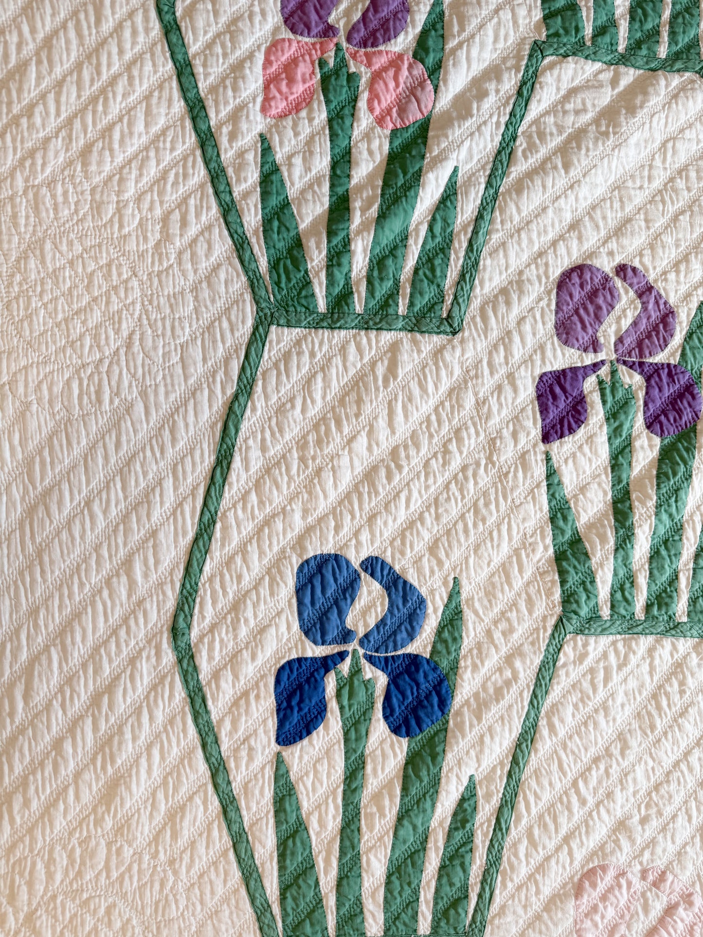 Pair of Vintage Iris Quilts