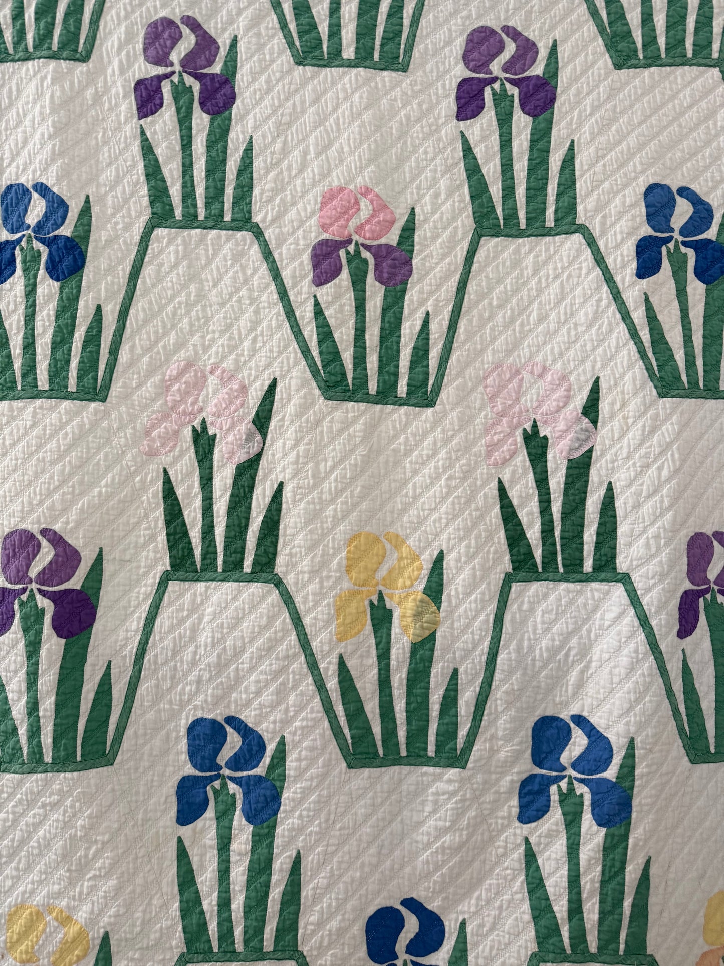 Pair of Vintage Iris Quilts
