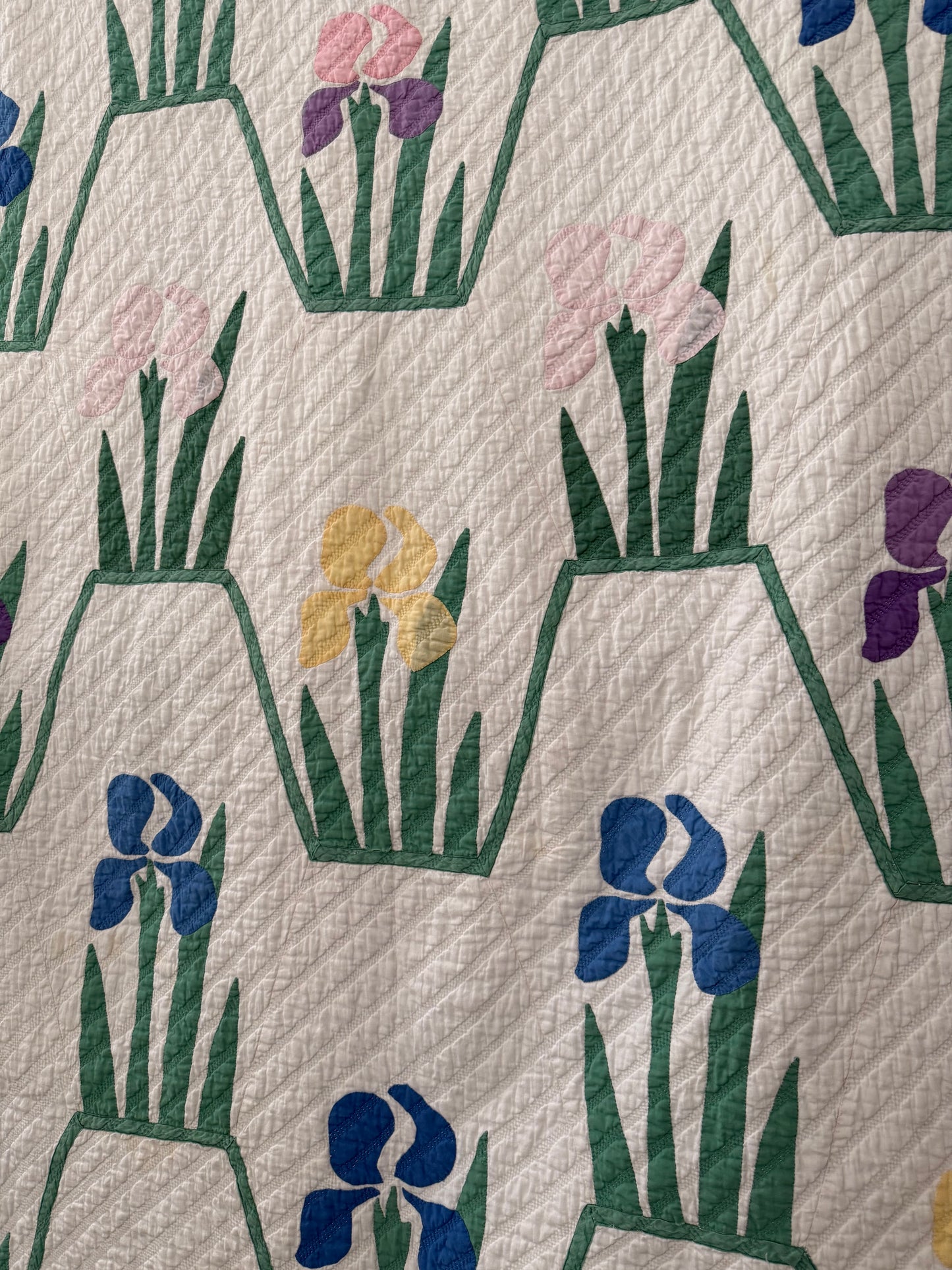 Pair of Vintage Iris Quilts
