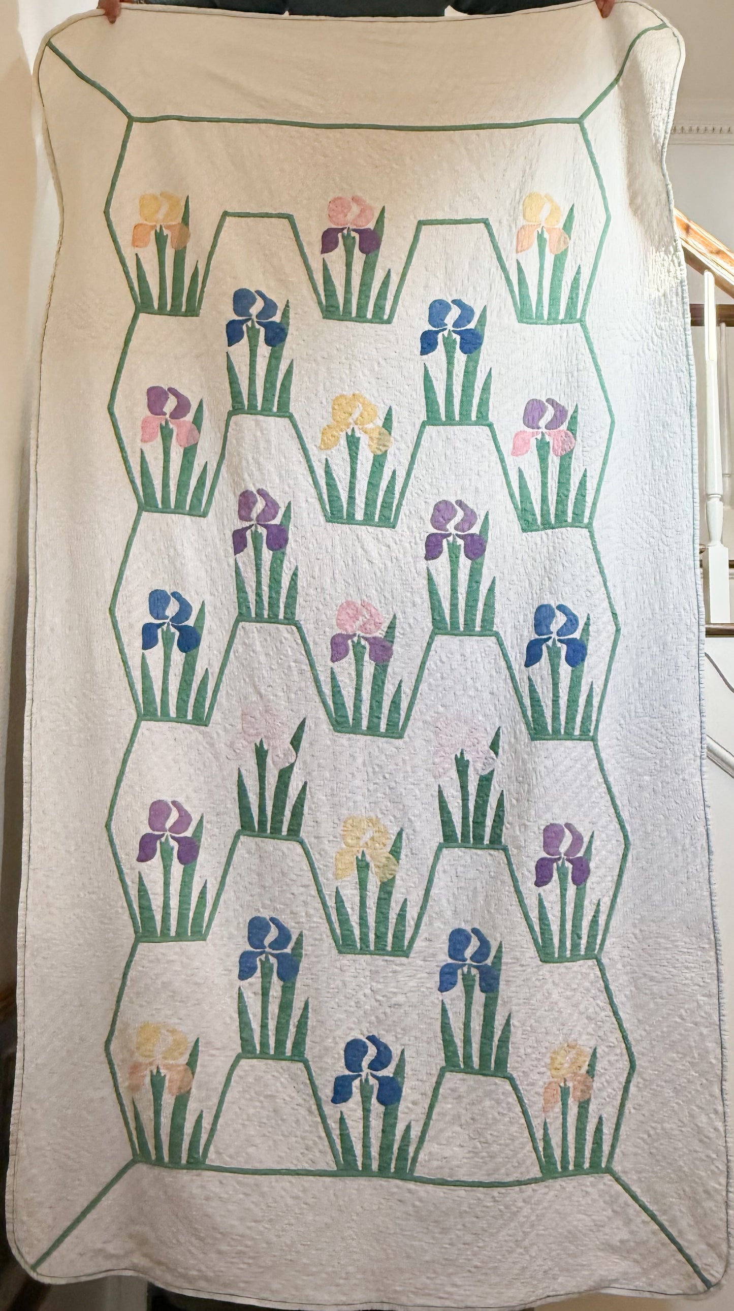 Pair of Vintage Iris Quilts