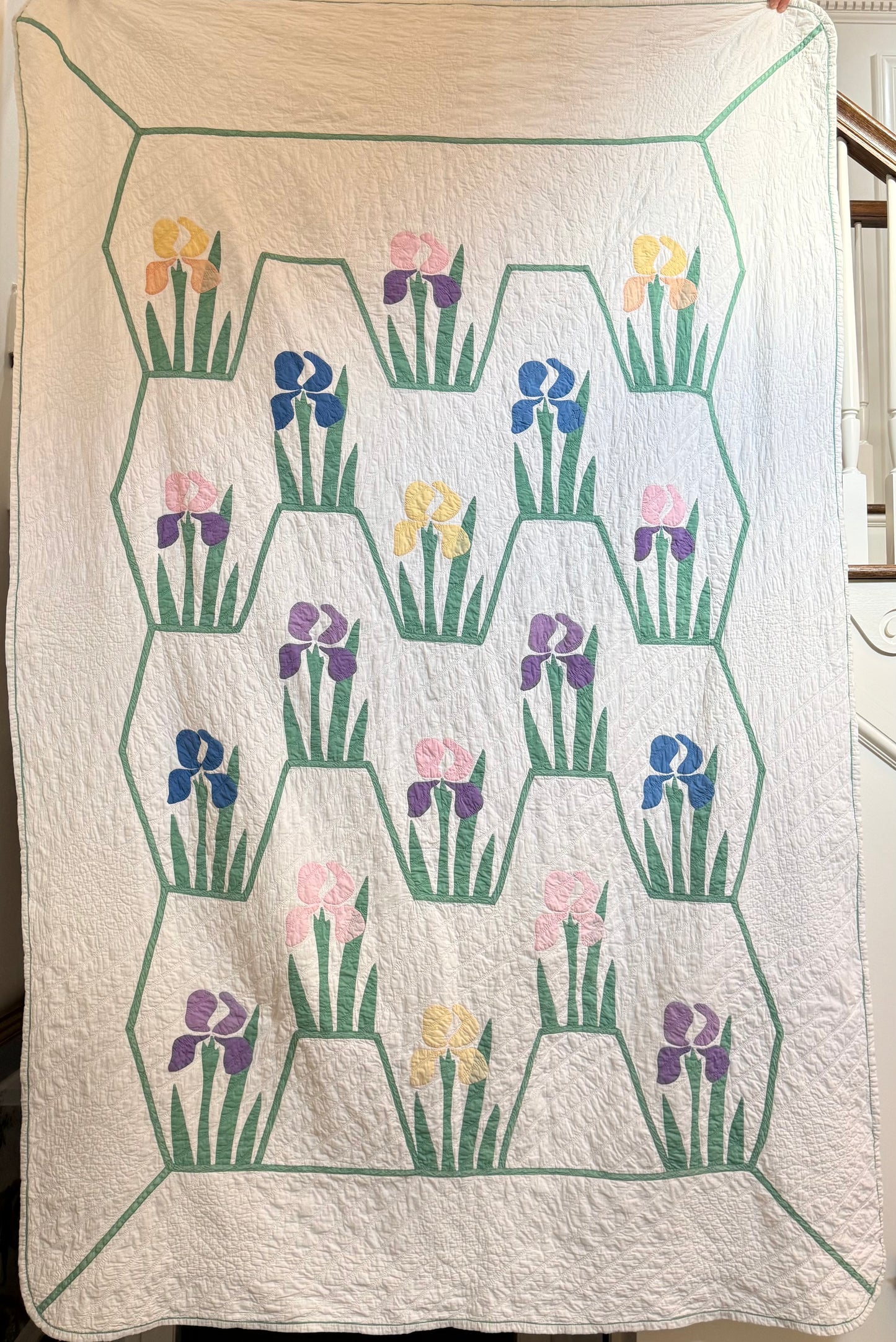 Pair of Vintage Iris Quilts